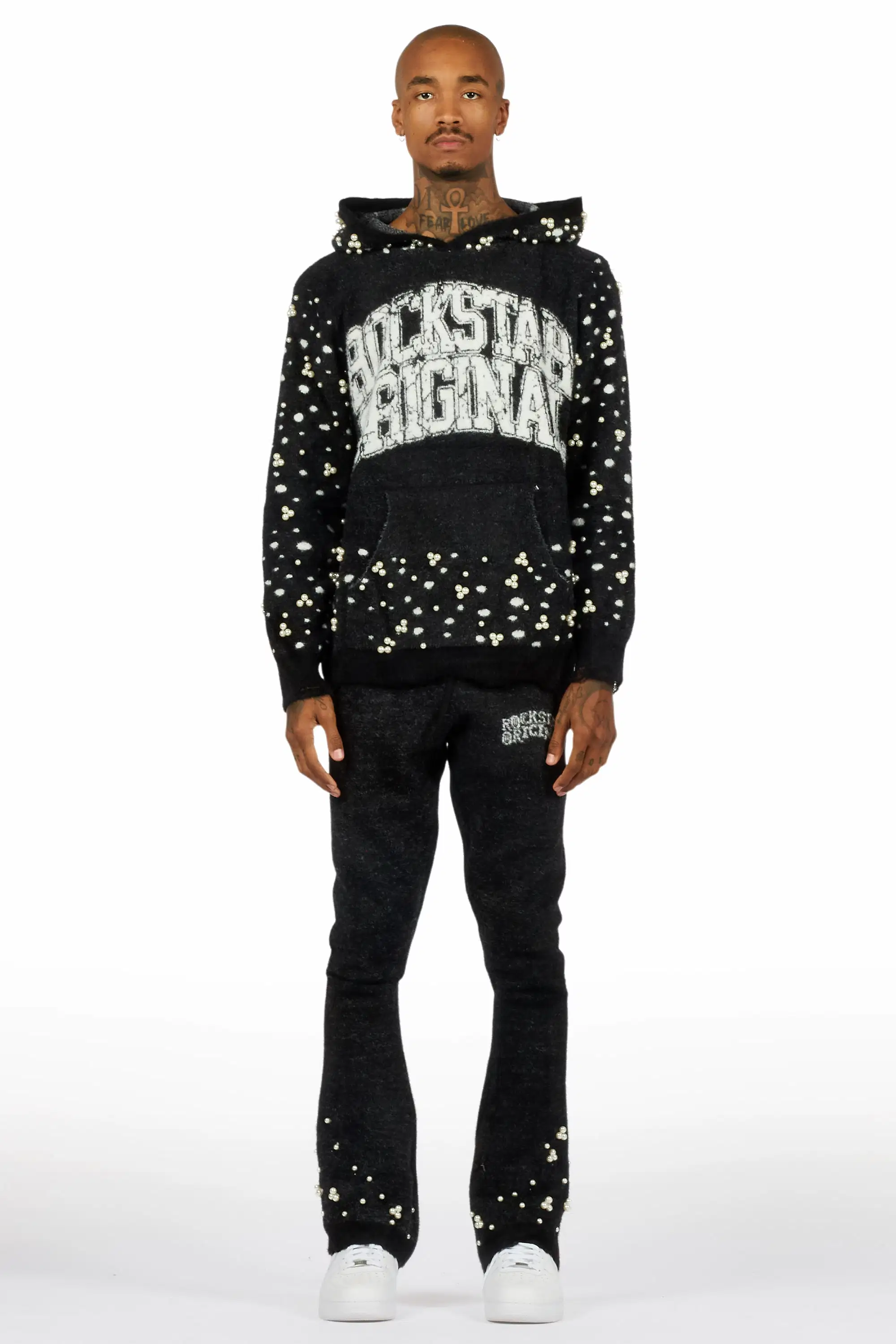 Peril Black Pearl Stone Hoodie Stacked Flare Track Set