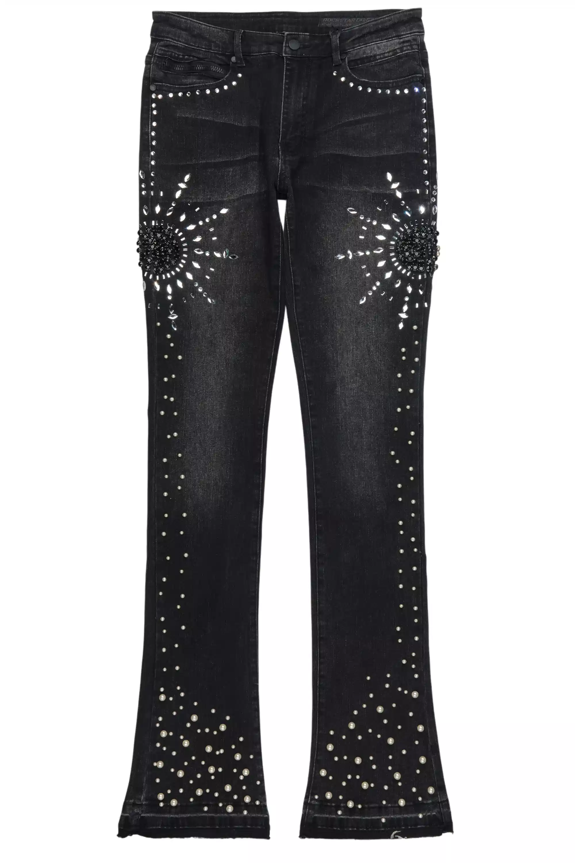 10072-tryst-dark-grey-rhinestone-stacked-flare-jean-2.webp Tryst Dark Grey Rhinestone Stacked Flare Jean
