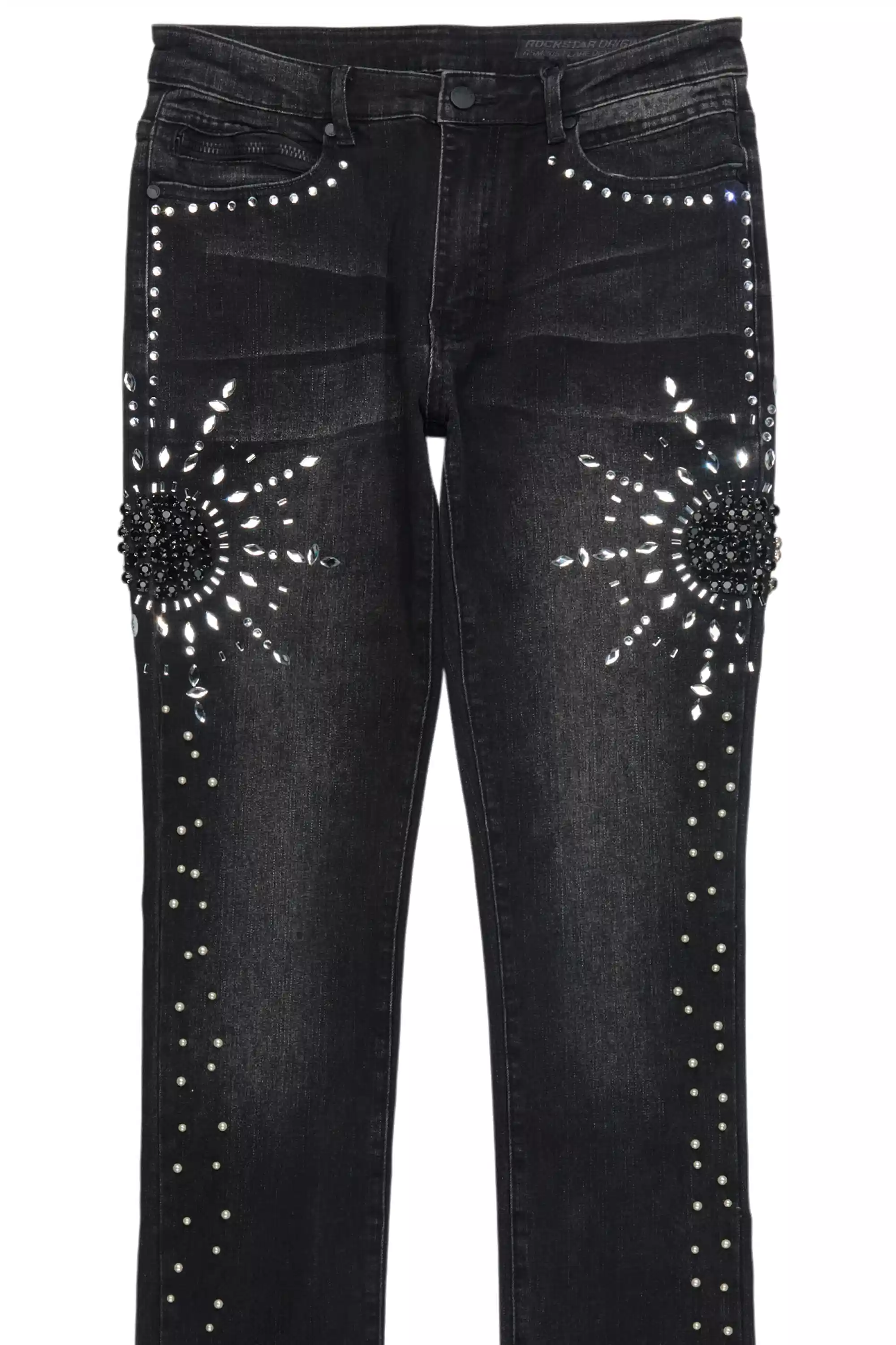 10072-tryst-dark-grey-rhinestone-stacked-flare-jean-9.webp Tryst Dark Grey Rhinestone Stacked Flare Jean