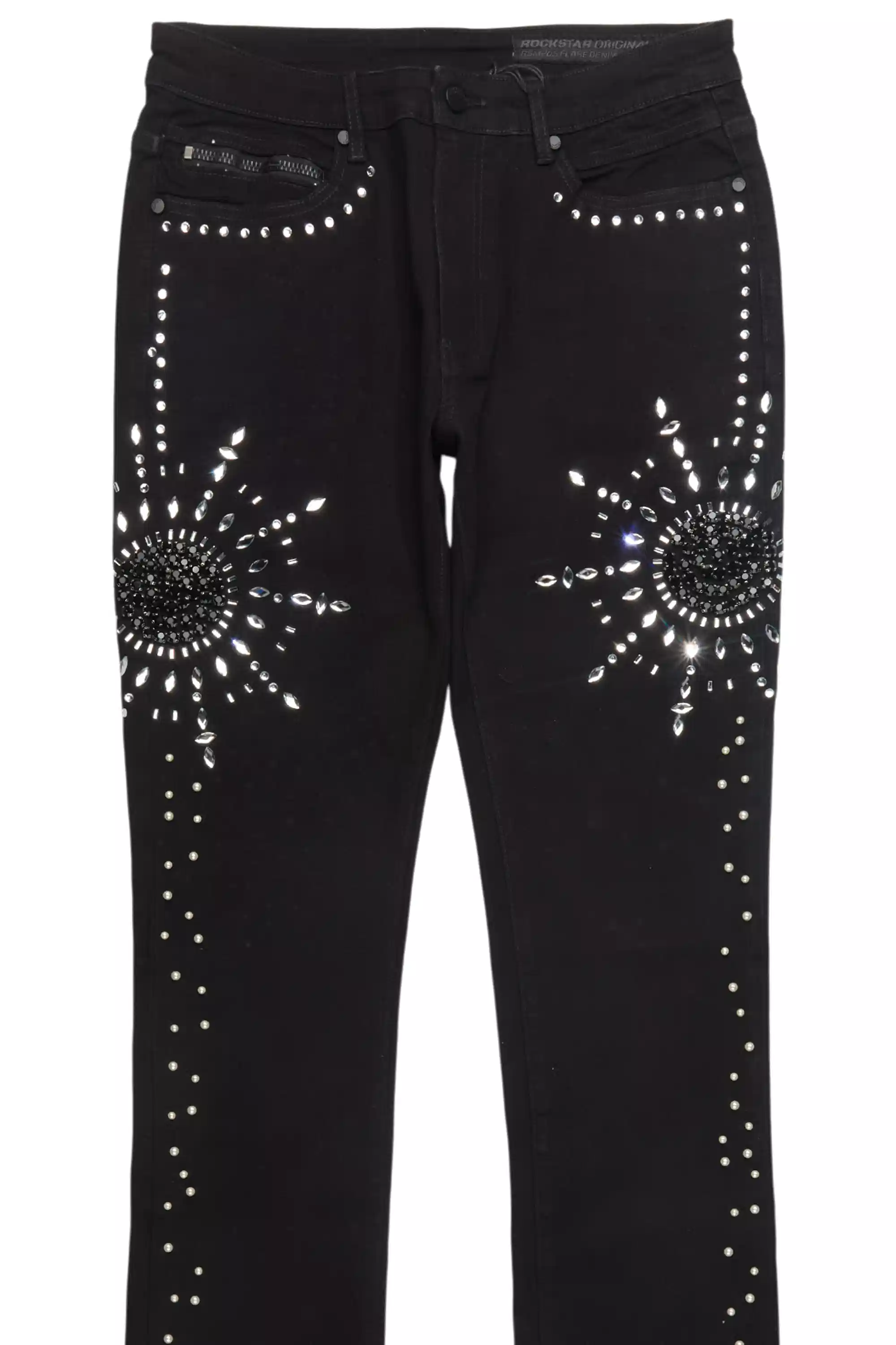 10083-tryst-jet-black-rhinestone-stacked-flare-jean-9.webp Tryst Jet Black Rhinestone Stacked Flare Jean