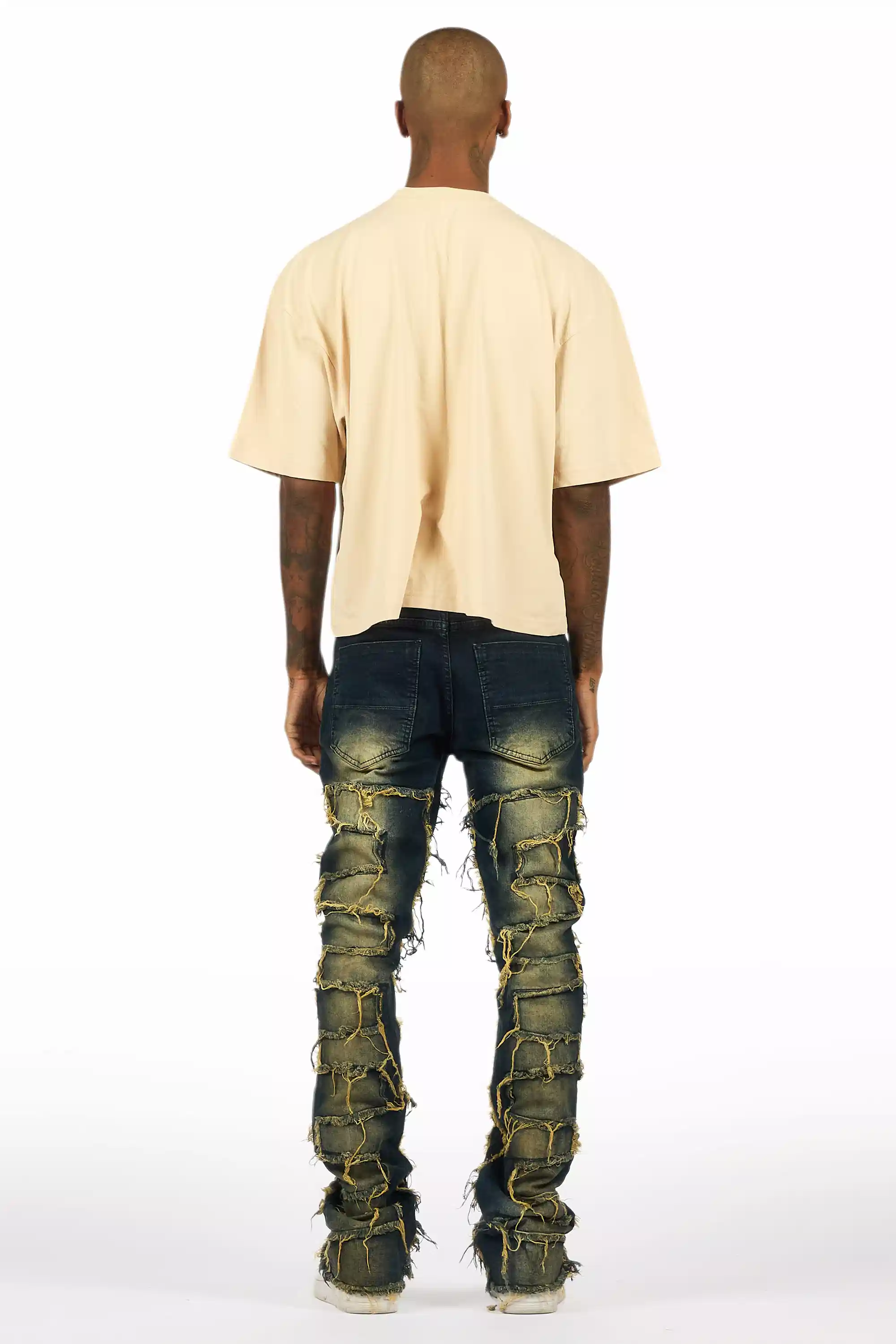 10125-shake-dark-blue-stacked-flare-jean-6.webp Shake Dark Blue Stacked Flare Jean