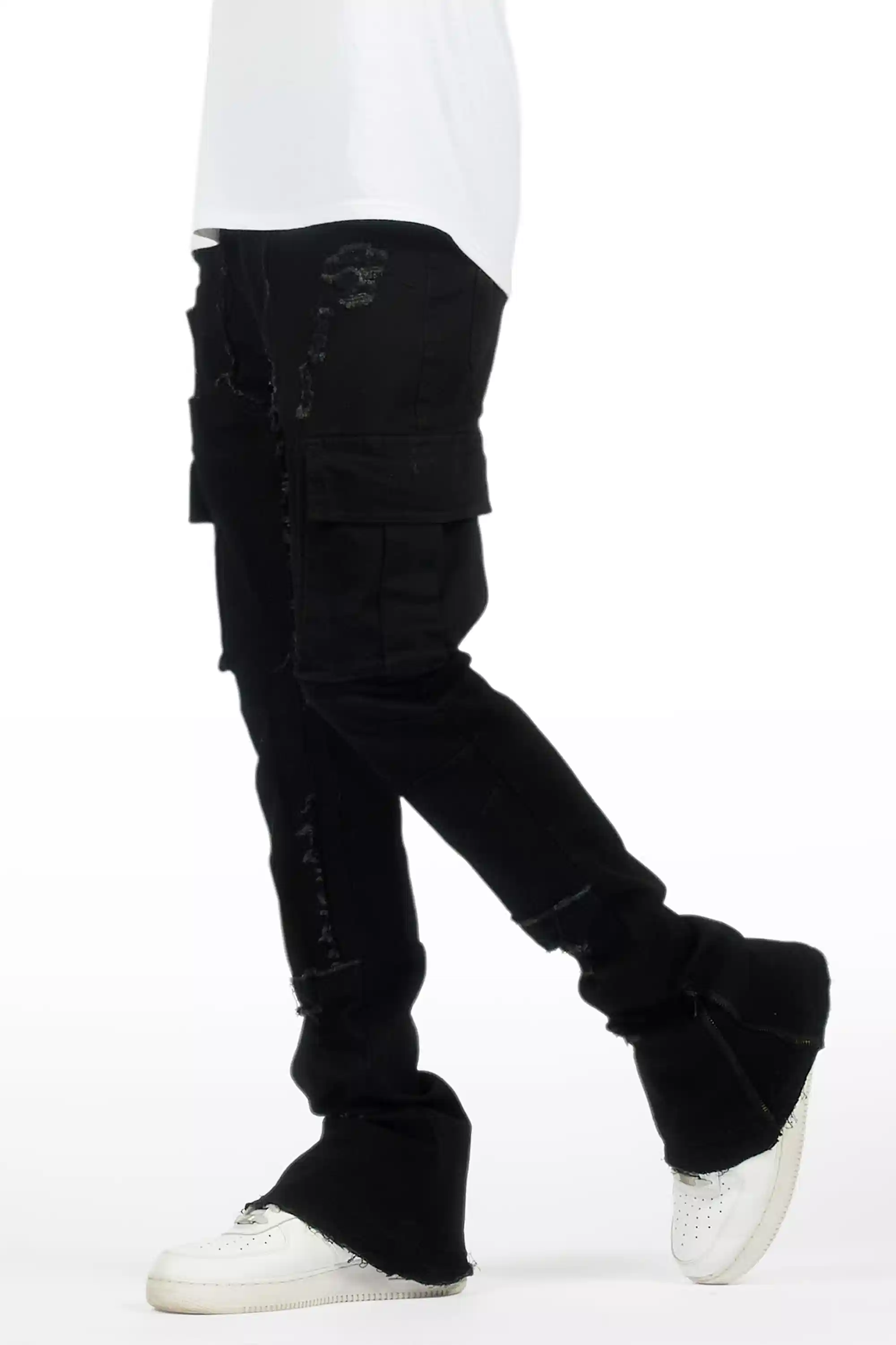 Aftermath Jet Black Stacked Flare Jean