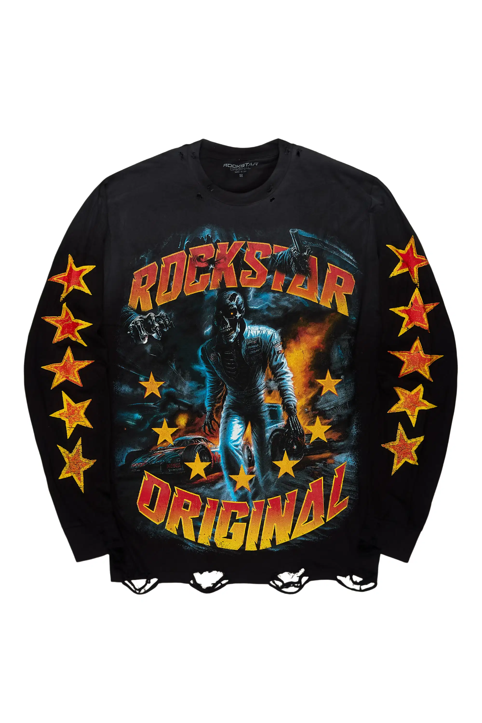 Torq Black/Orange Long Sleeve Graphic T-Shirt