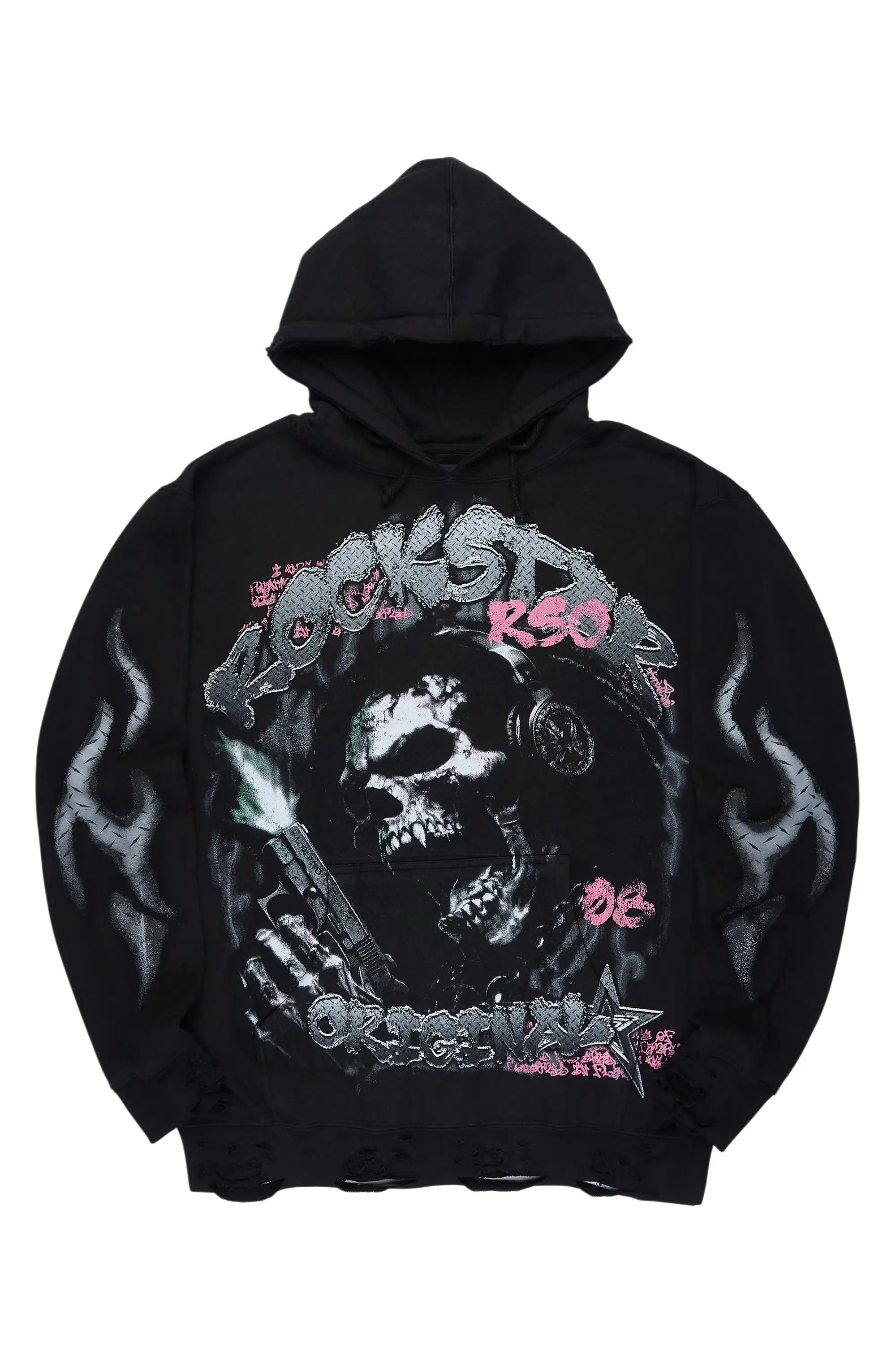 Tylenz Black/Multi Distressed Graphic Hoodie