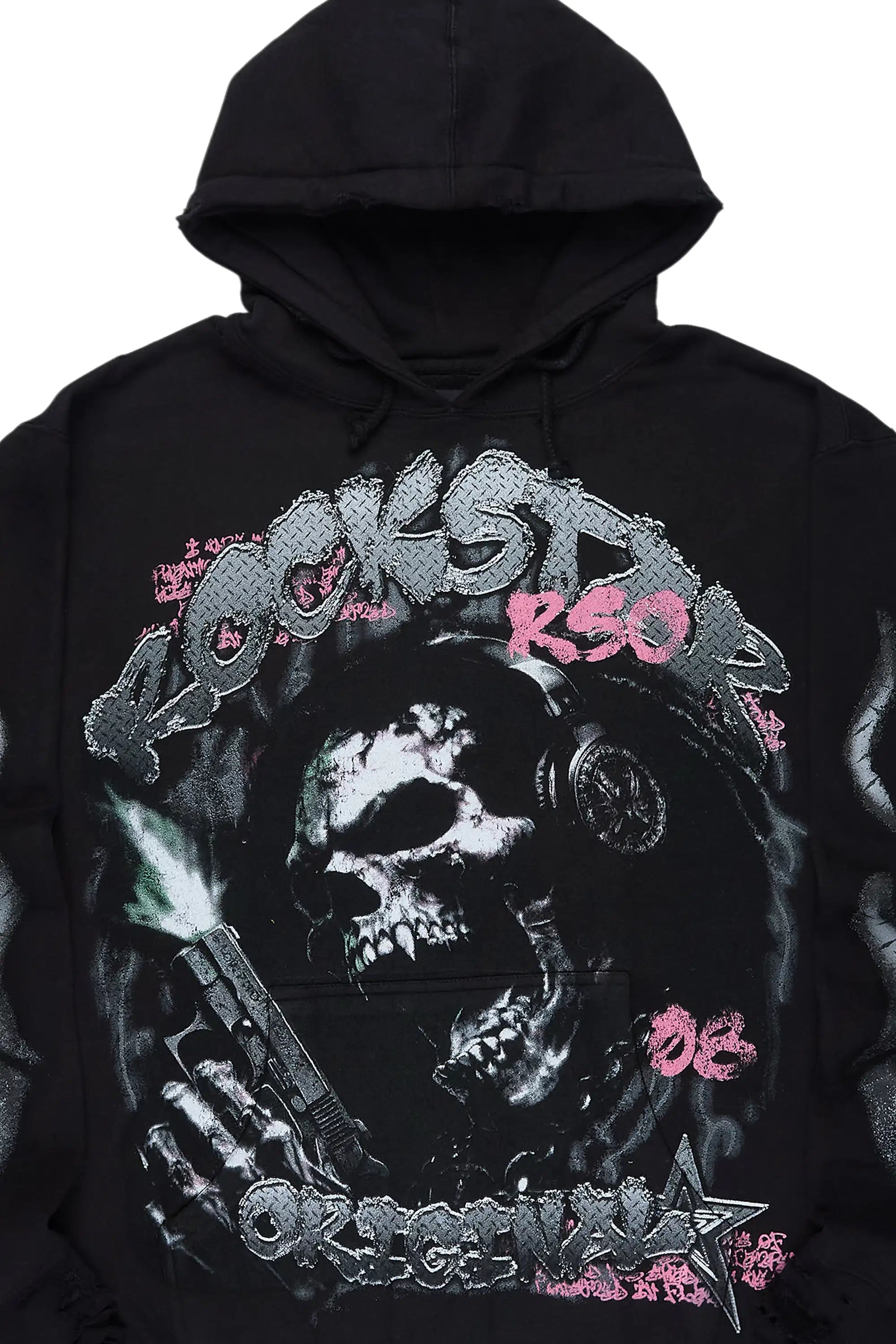 Tylenz Black/Multi Distressed Graphic Hoodie