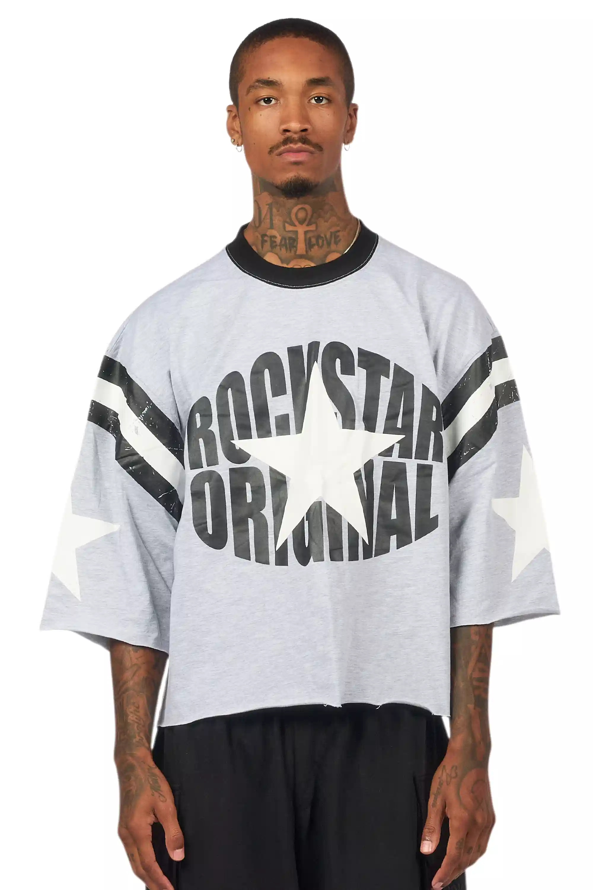 States Grey Boxy Crop T-Shirt