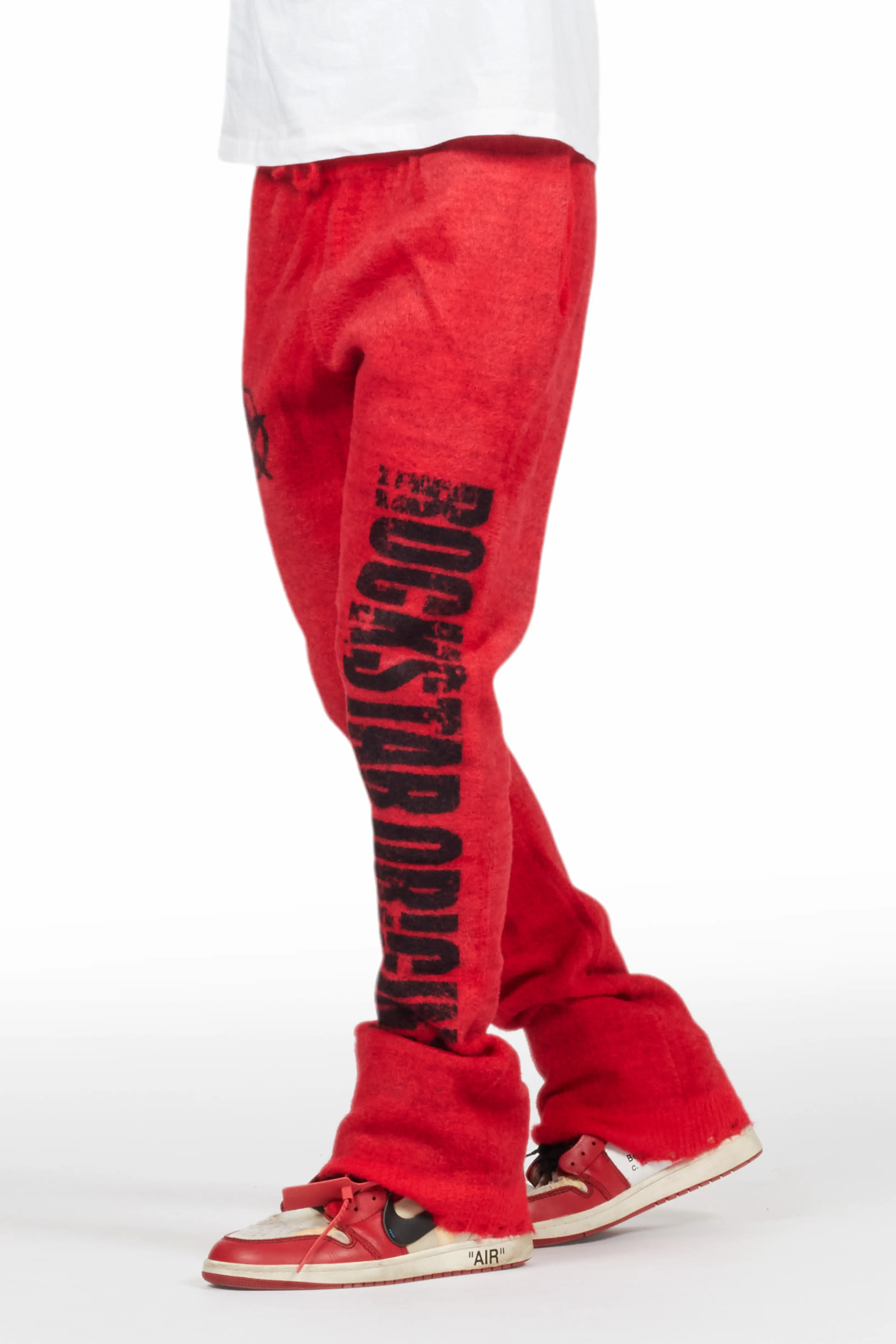 Keve Red Knitted Mohair Flare Sweat Pant