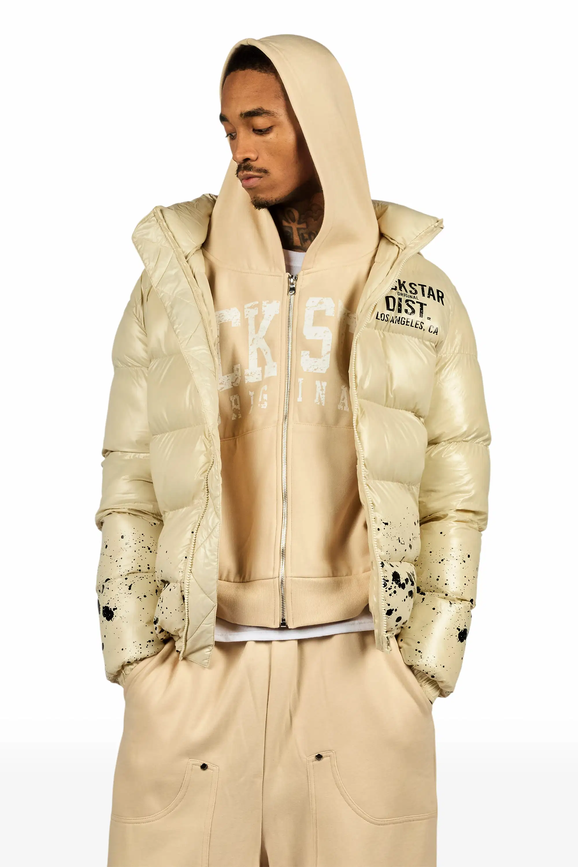 Raffer Beige Heavy Puffer Jacket