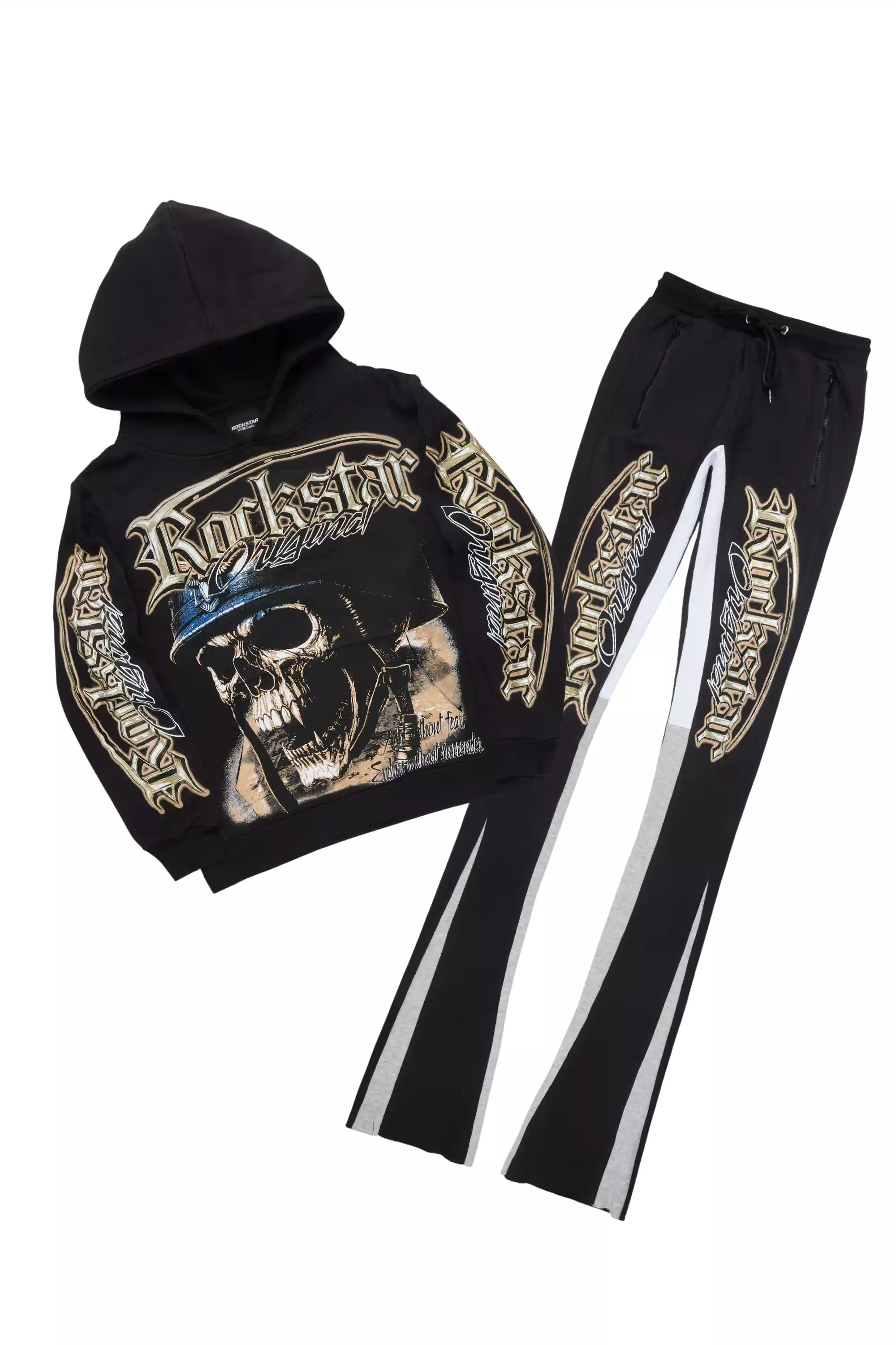 Kyce Black/Beige Hoodie/Super Stacked Track Set