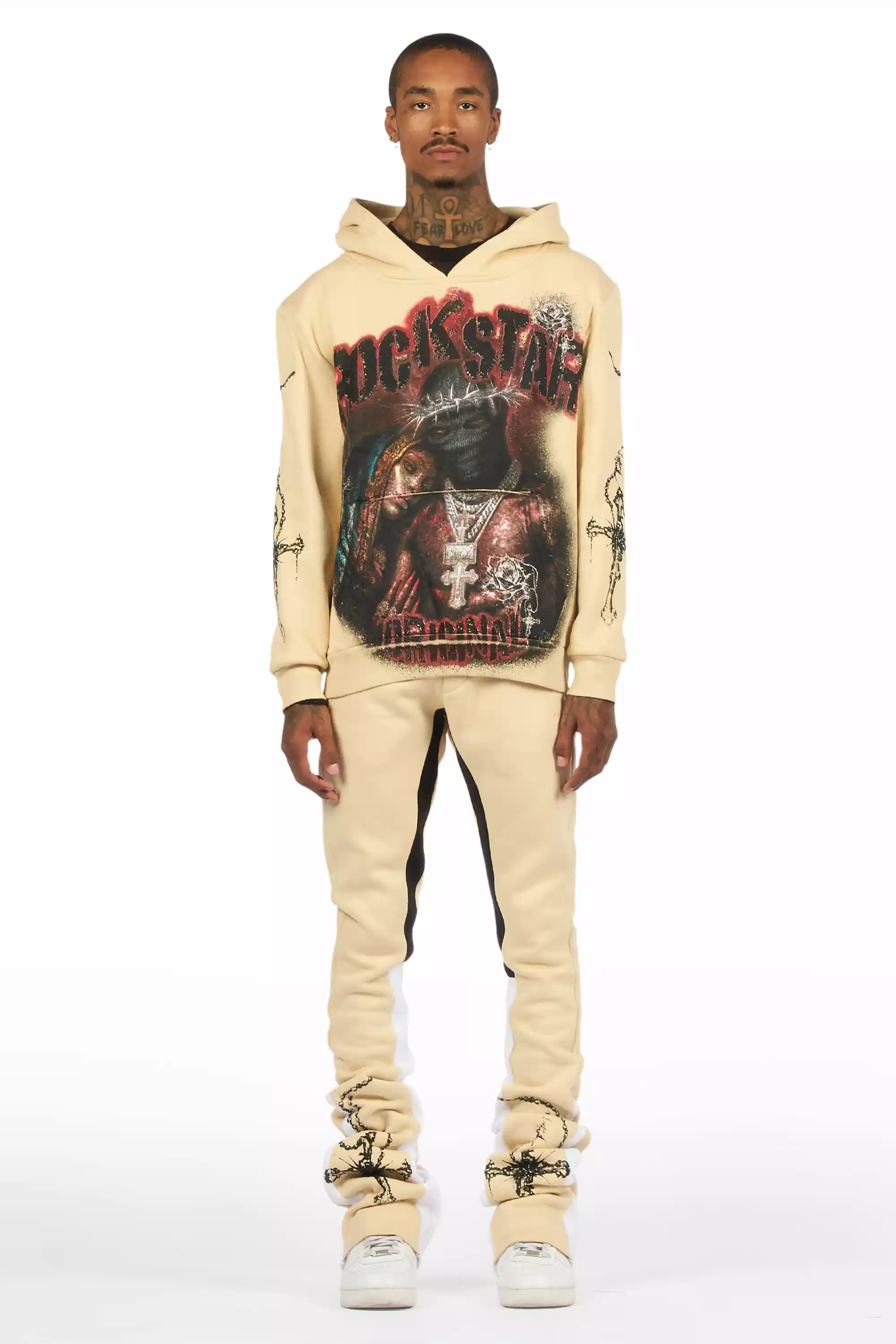 Vontae Beige/Black Hoodie/Super Stacked Track Set