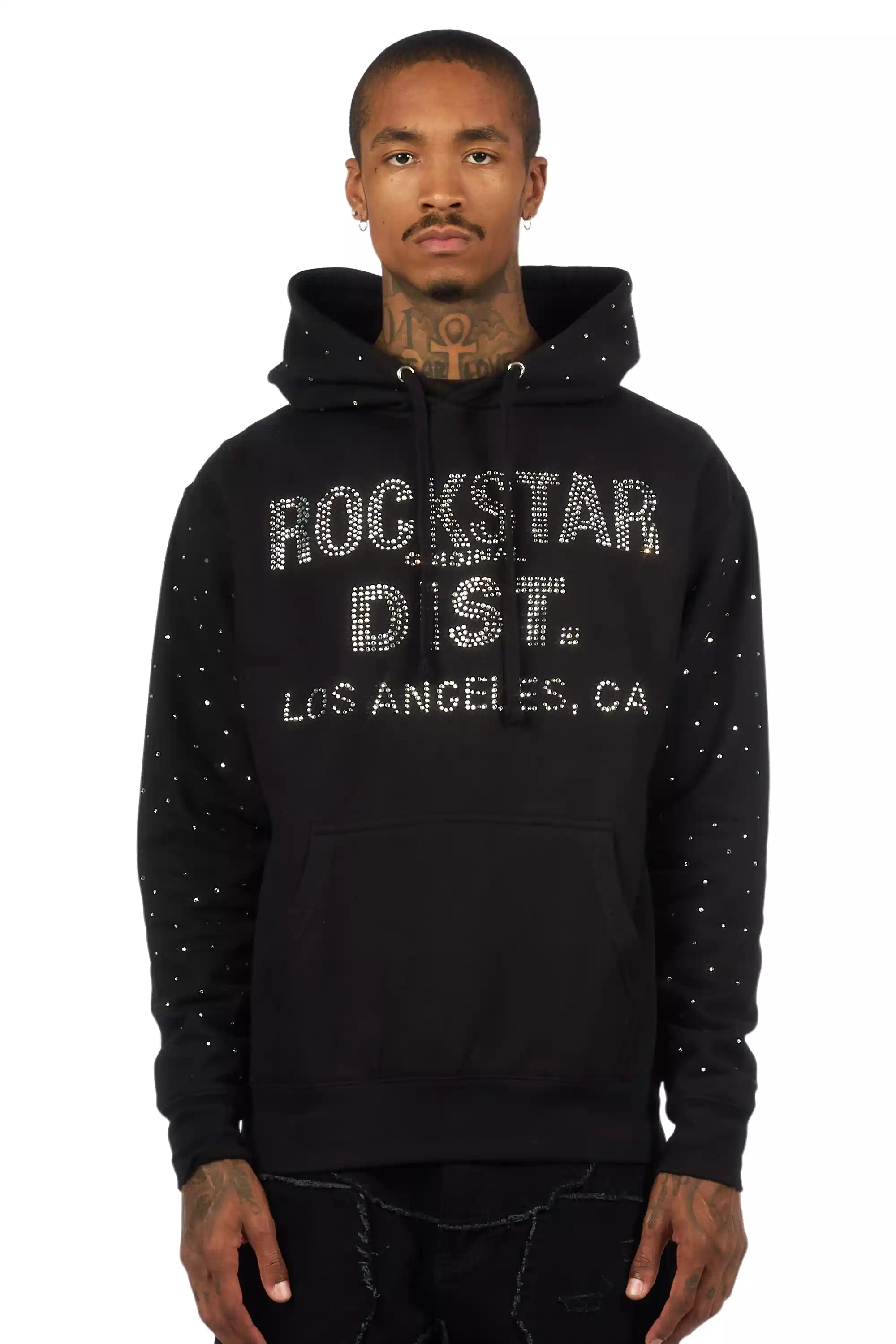 Thryll Black/Silver Rhinestone Graphic Hoodie