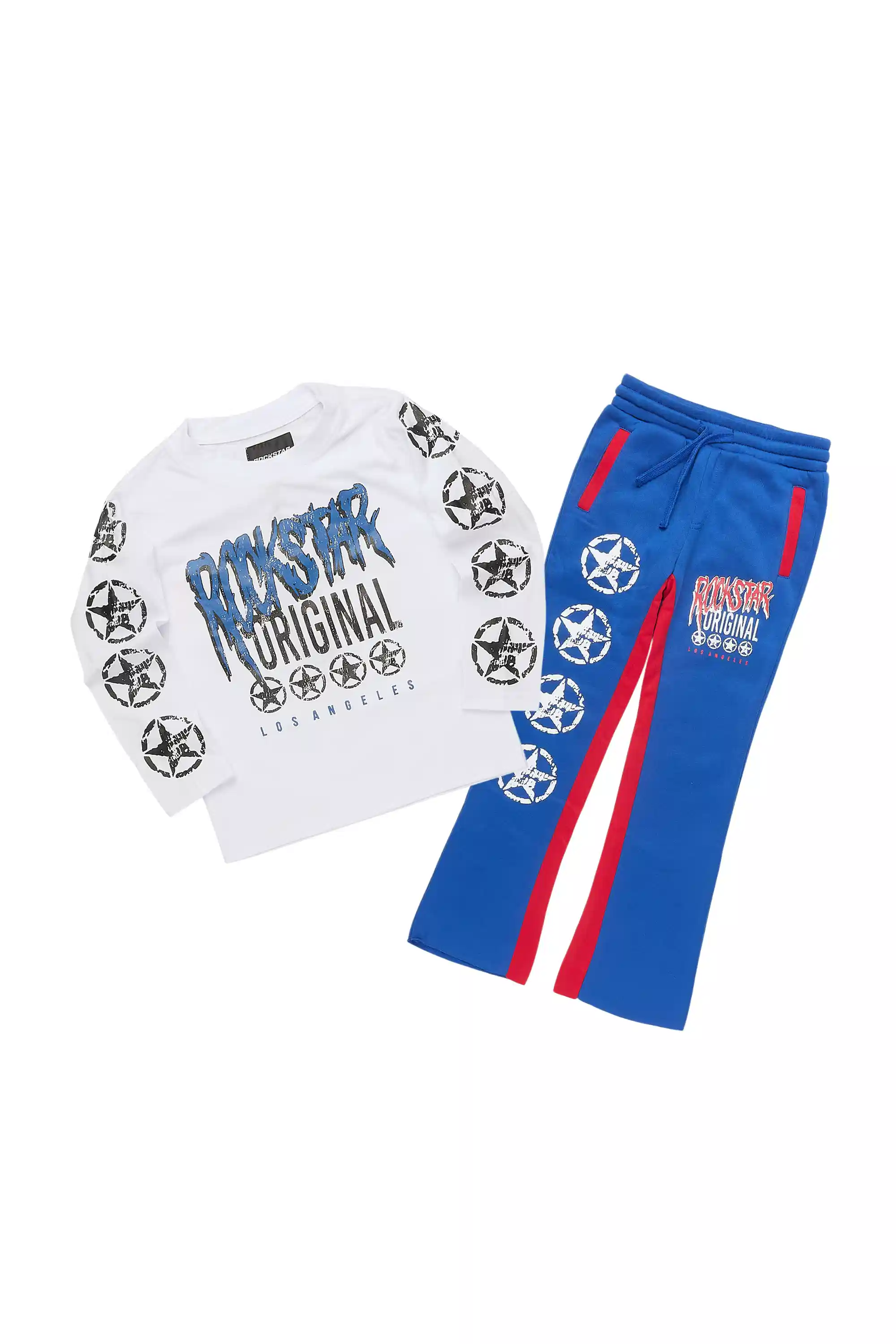 Boys Wizzurd Blue T-Shirt/Stacked Flare Pant Set