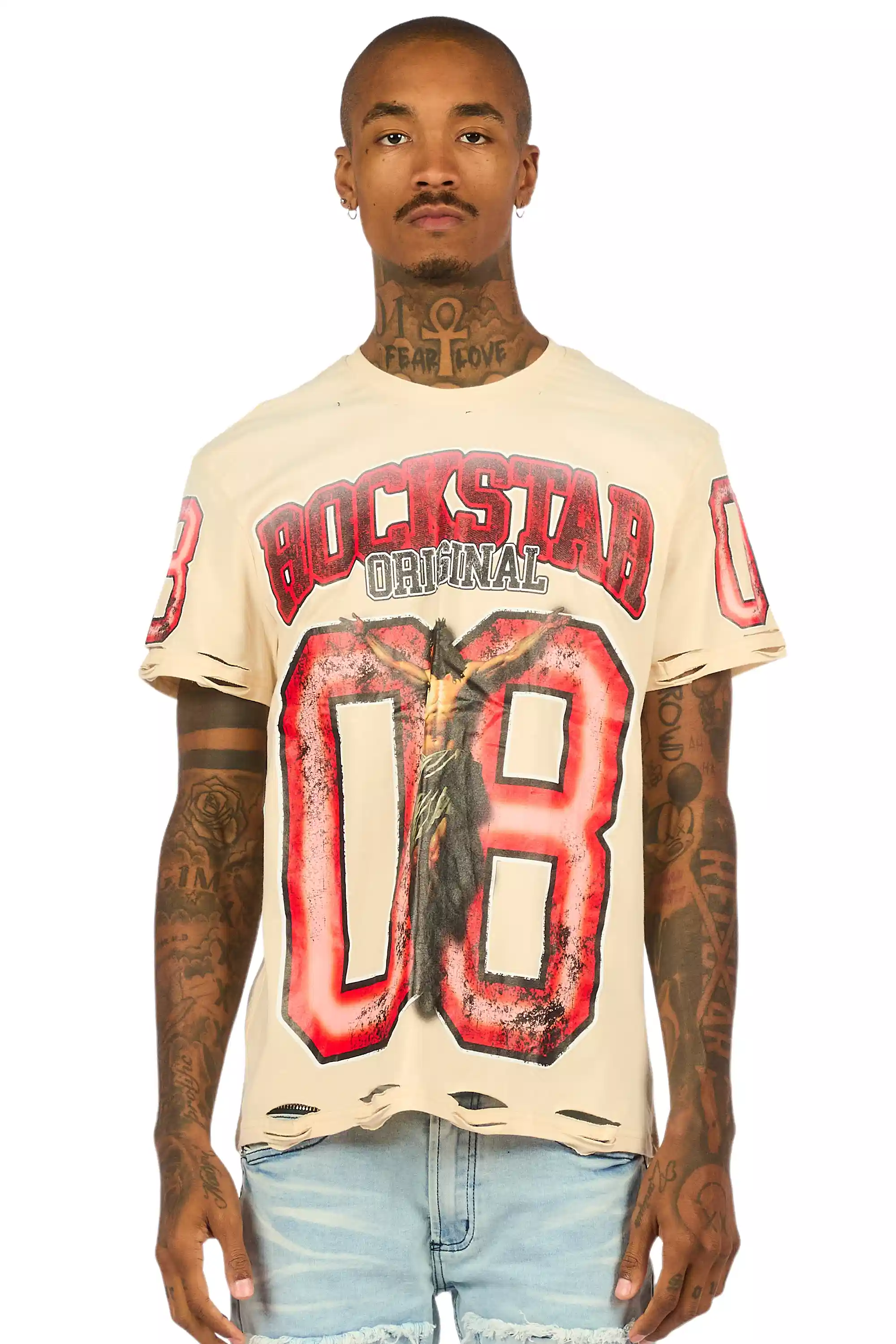 Fields Beige Oversized Graphic T-Shirt