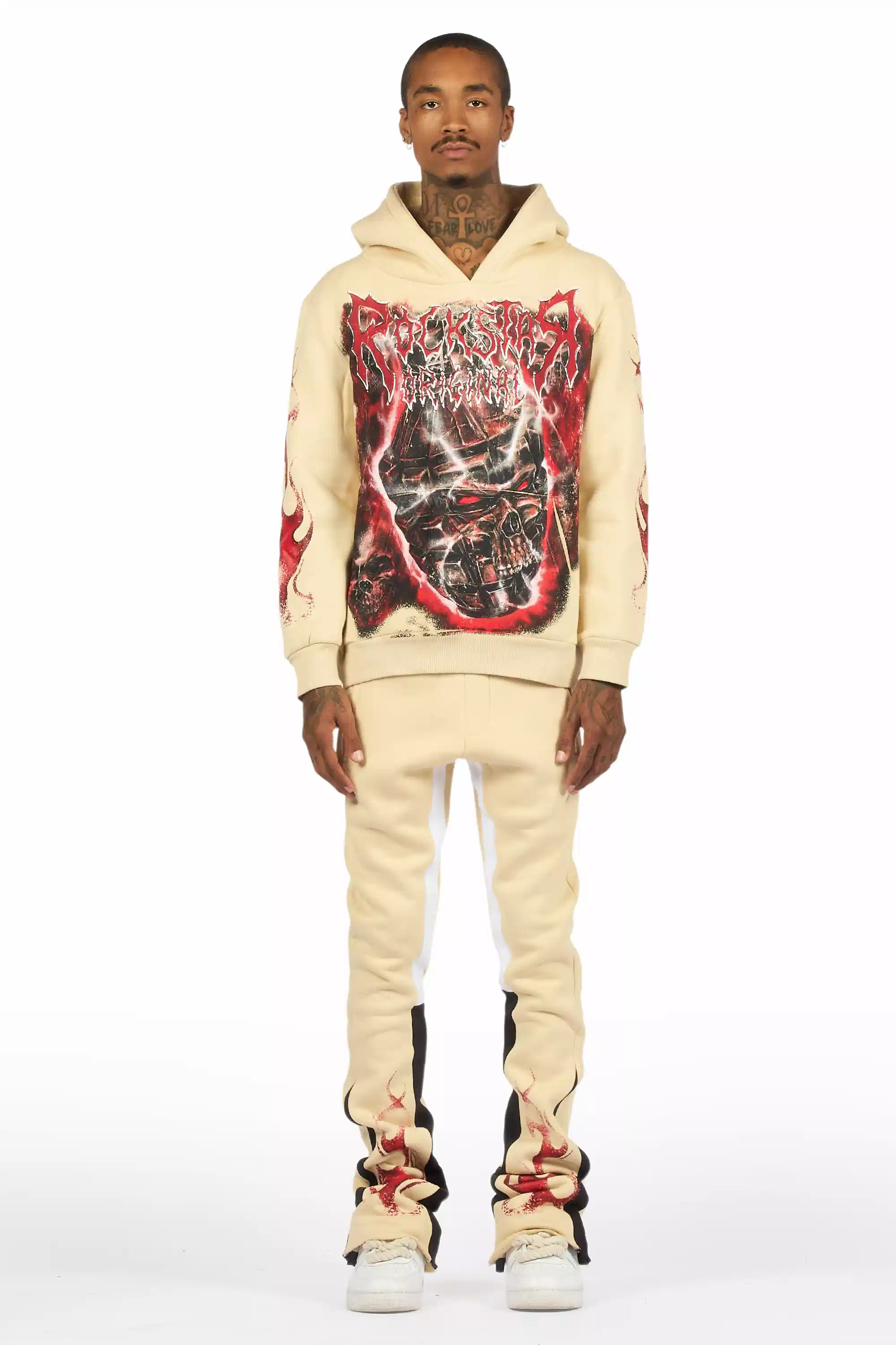 Torrez Beige/Red Hoodie/Stacked Track Set