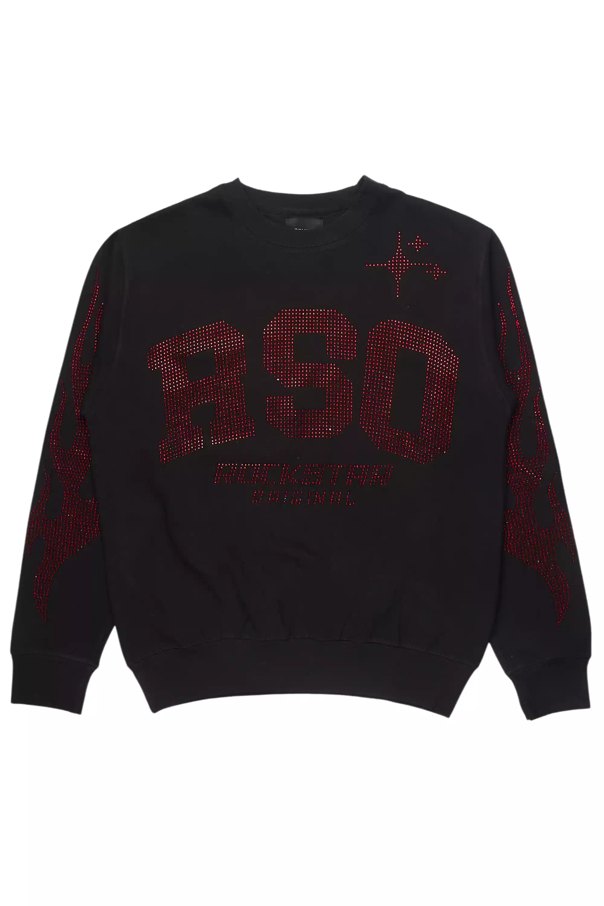 Zyric Black/Red Rhinestone Crewneck Sweatshirt
