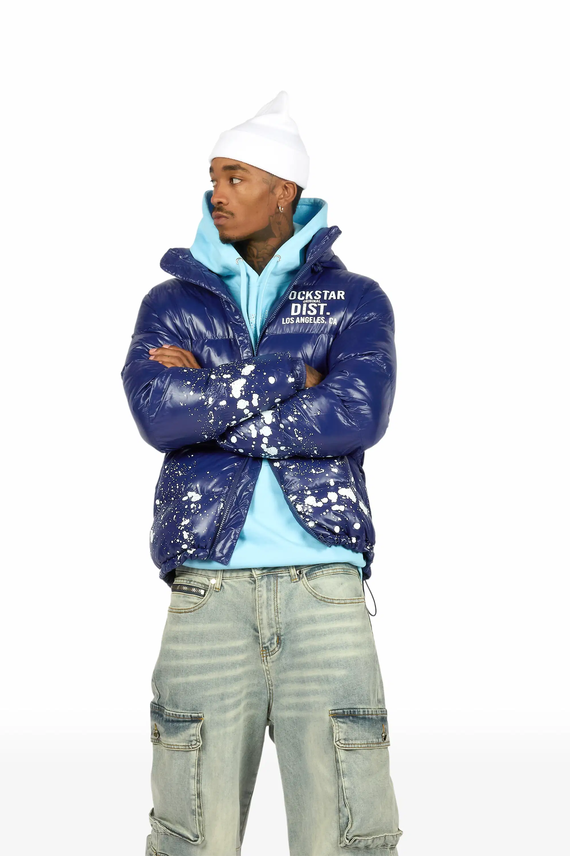 Merek Baby Blue/Silver Rhinestone Graphic Hoodie