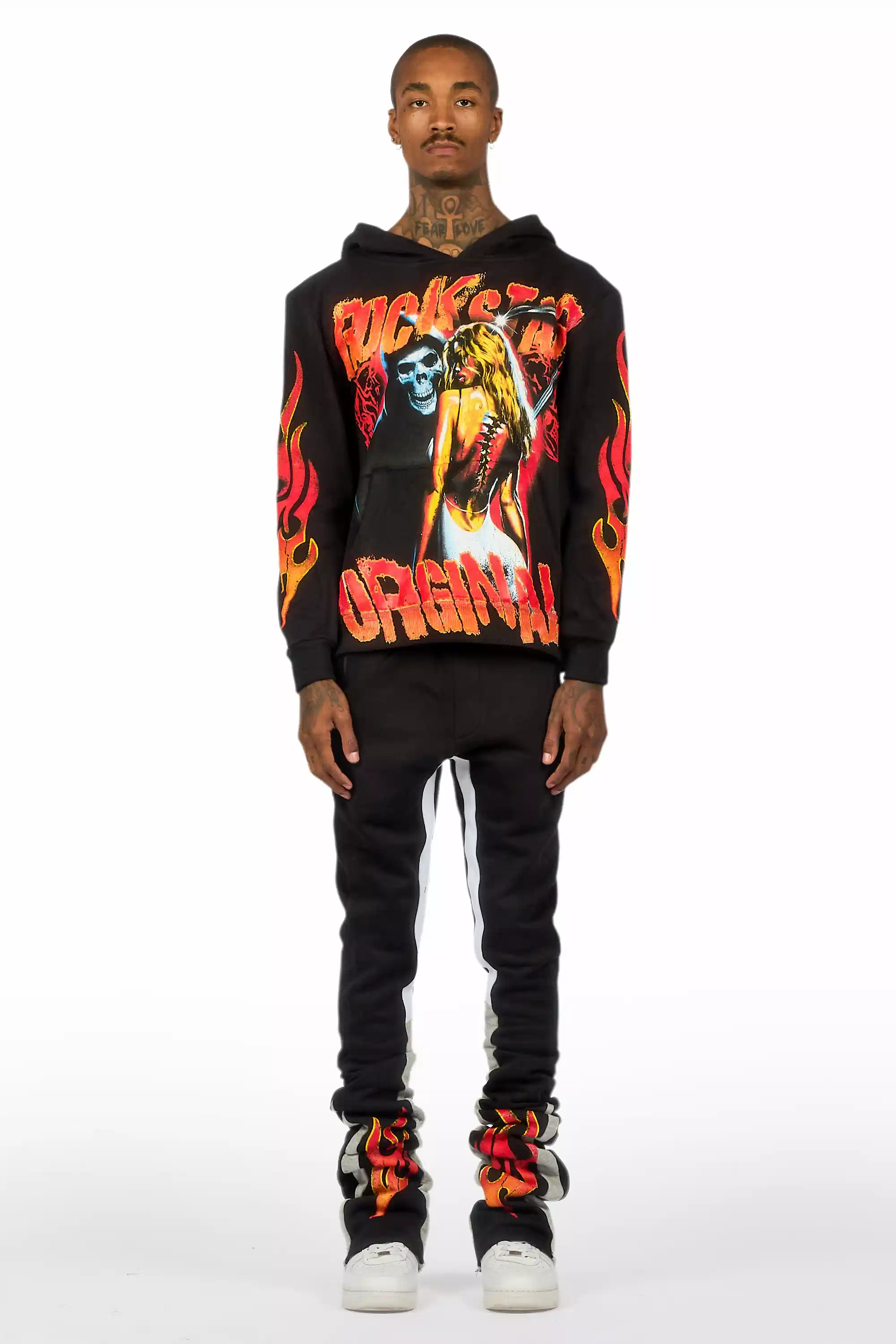 Zo Black/Orange Hoodie/Super Stacked Track Set