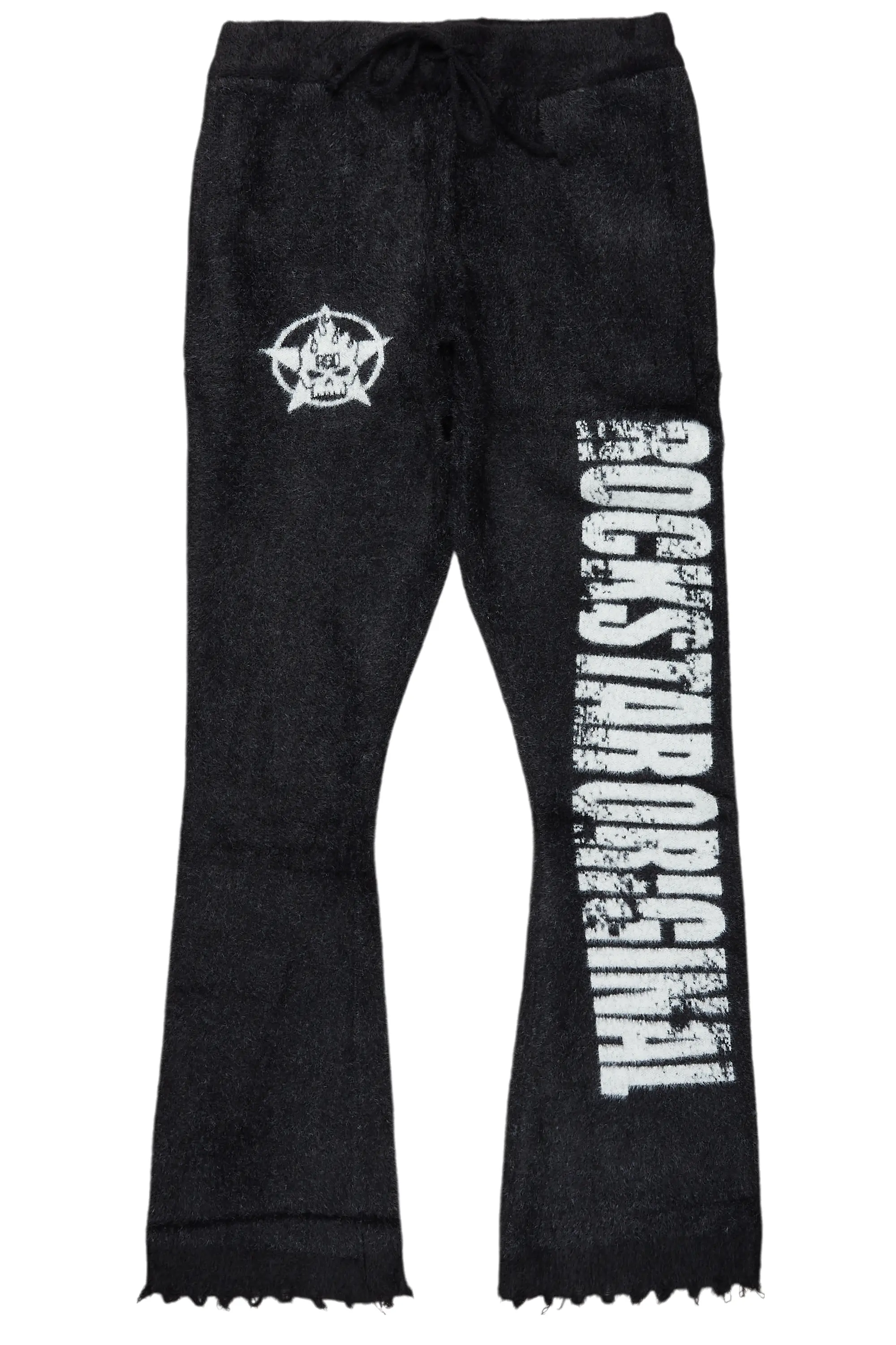 Keve Black Knitted Mohair Flare Sweat Pant