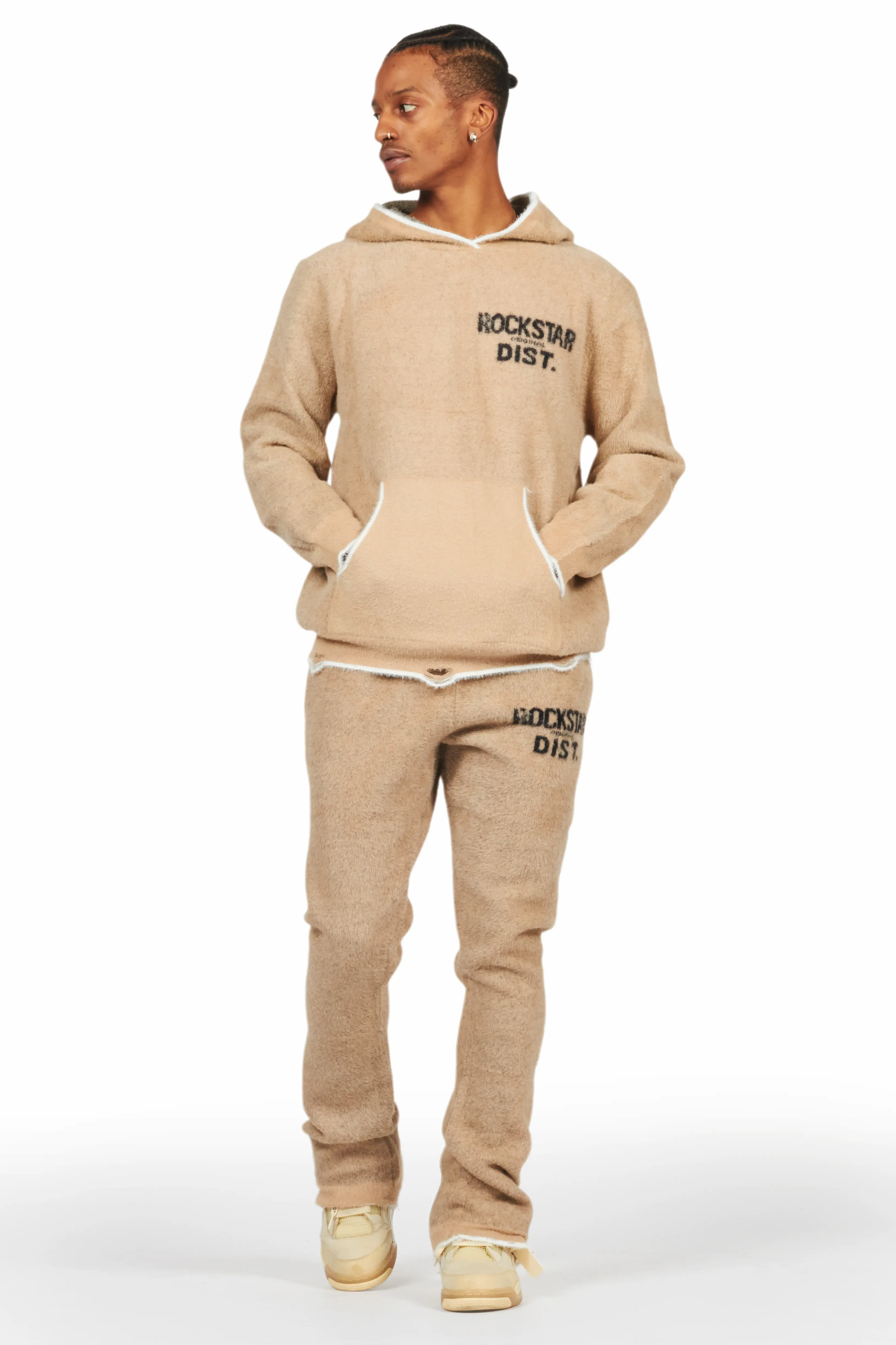 Lake Beige Mohair Knit Track Set