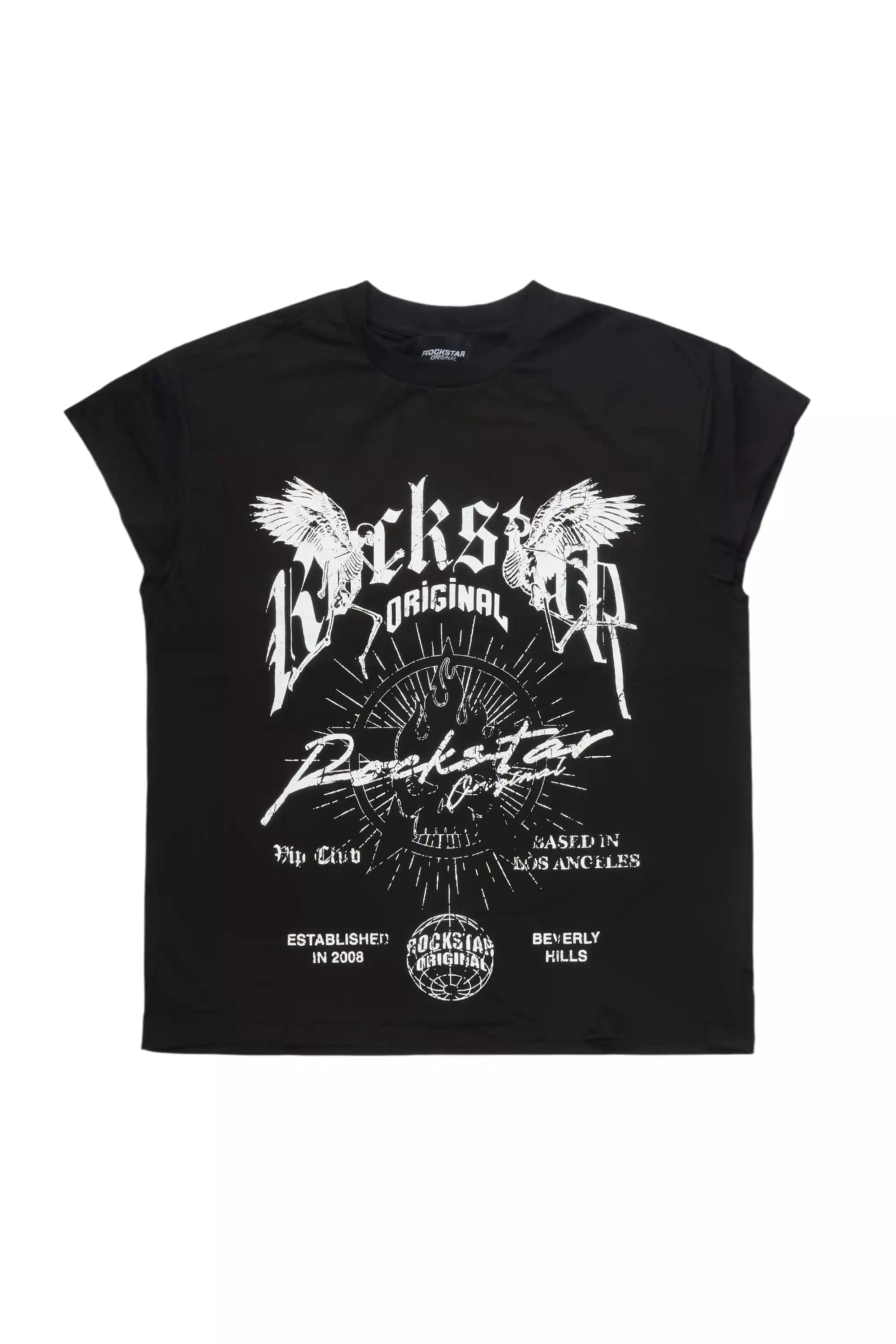 Tally Black Sleeveless Graphic T-Shirt