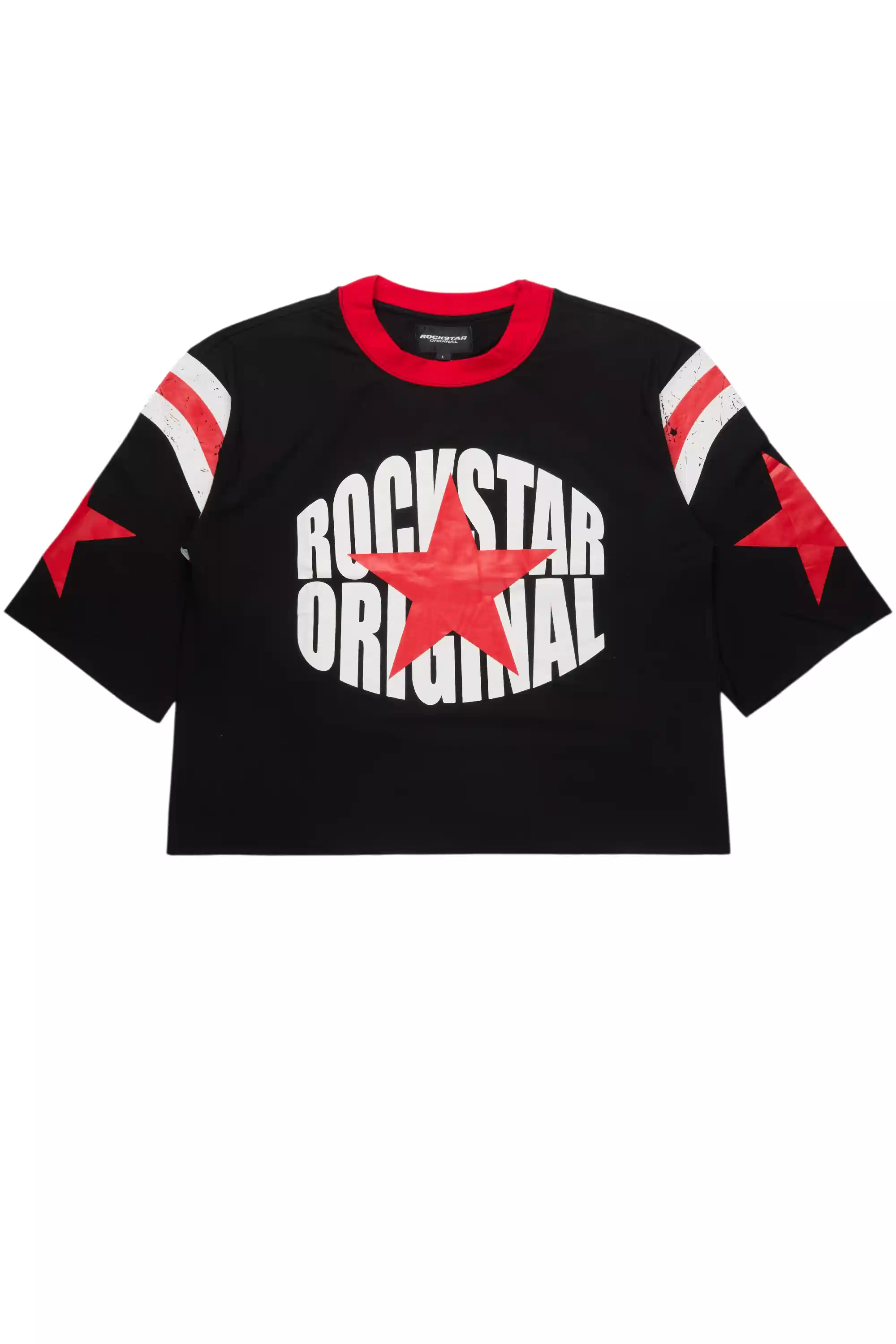 States Black Boxy Crop T-Shirt