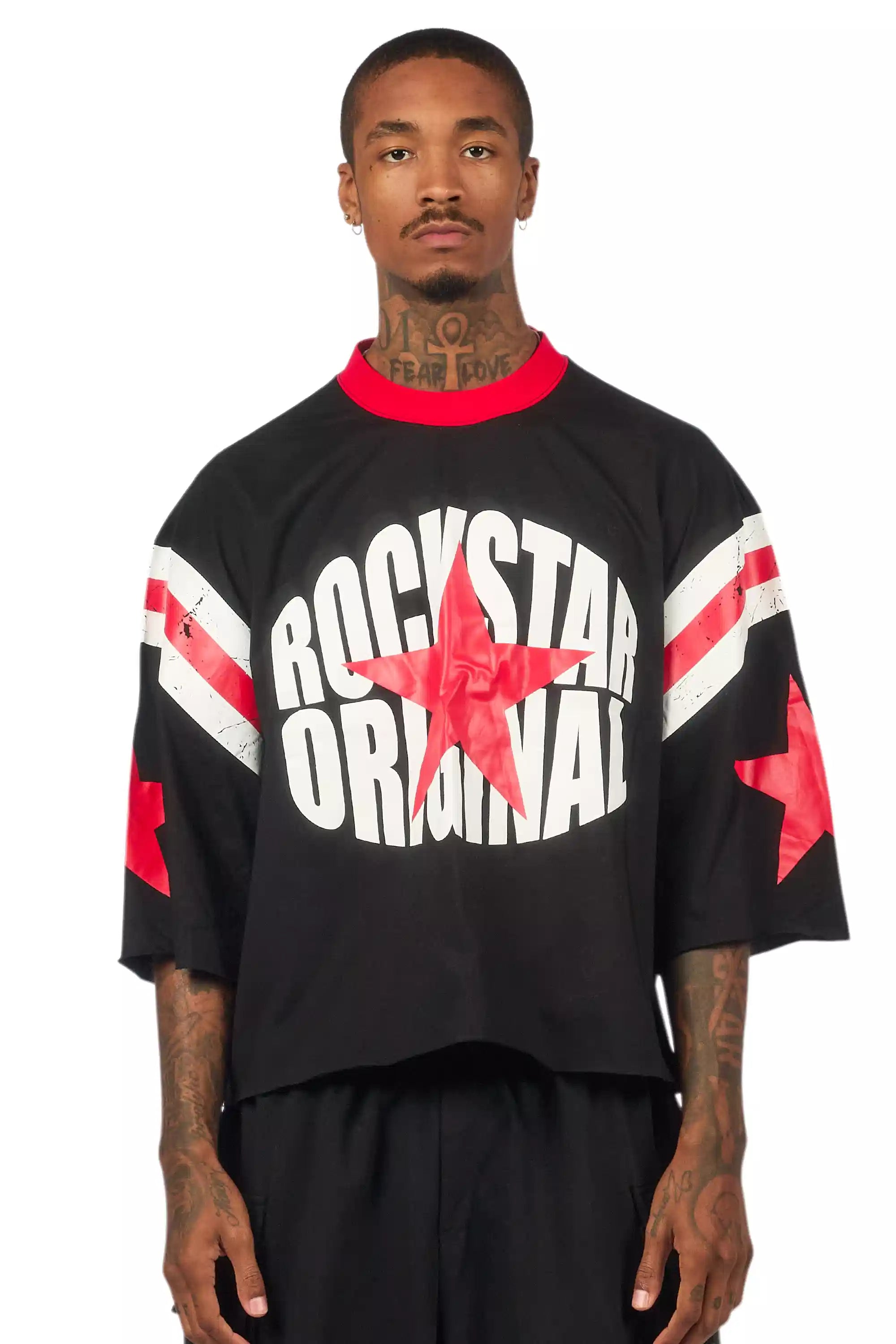 States Black Boxy Crop T-Shirt