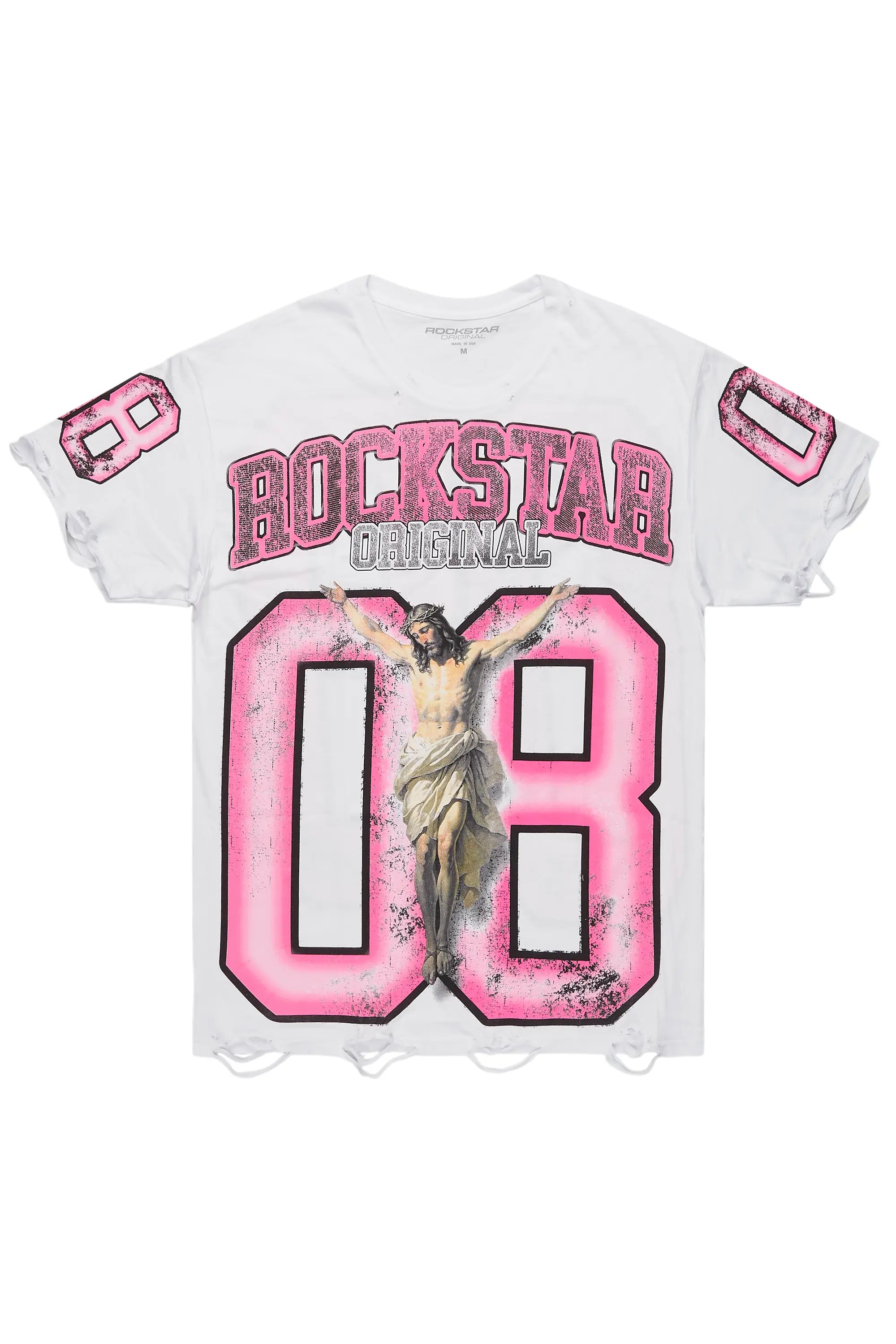 Fields White/Pink Oversized Graphic T-Shirt