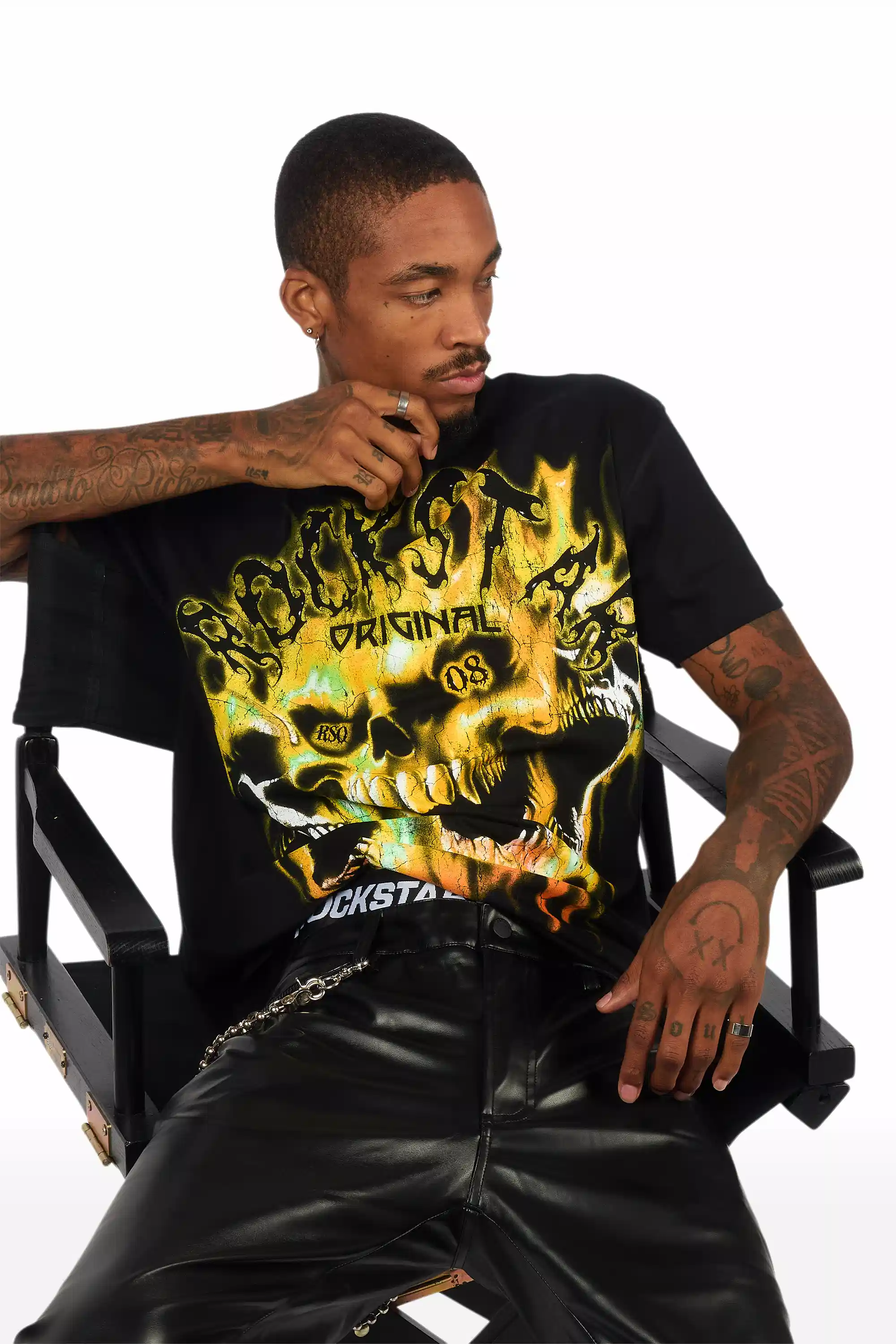 Lucen Black/Yellow Oversized Graphic T-Shirt