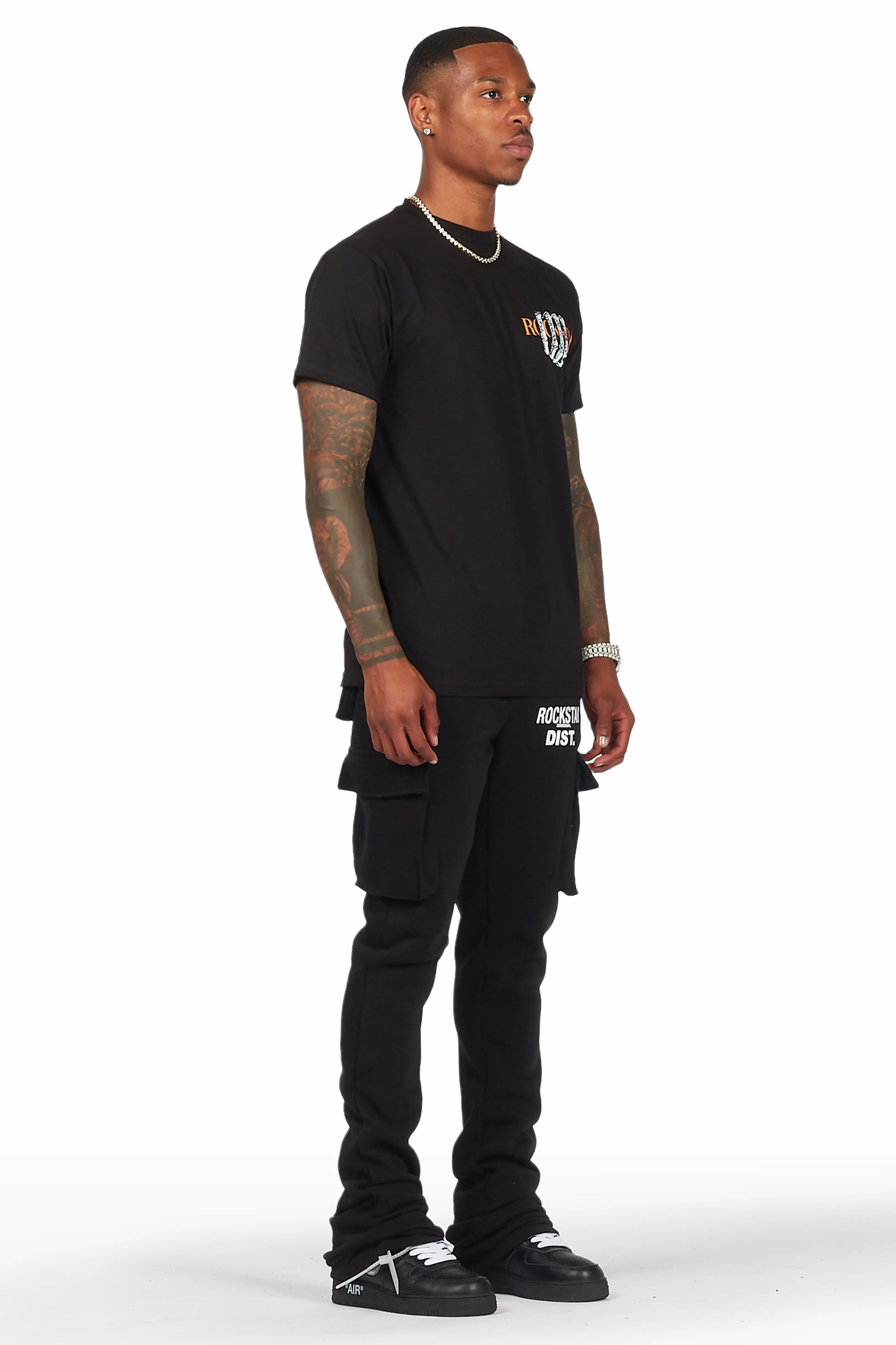 11491-alpine-black-stacked-flare-cargo-pant-4.jpg Alpine Black Stacked Flare Cargo Pant