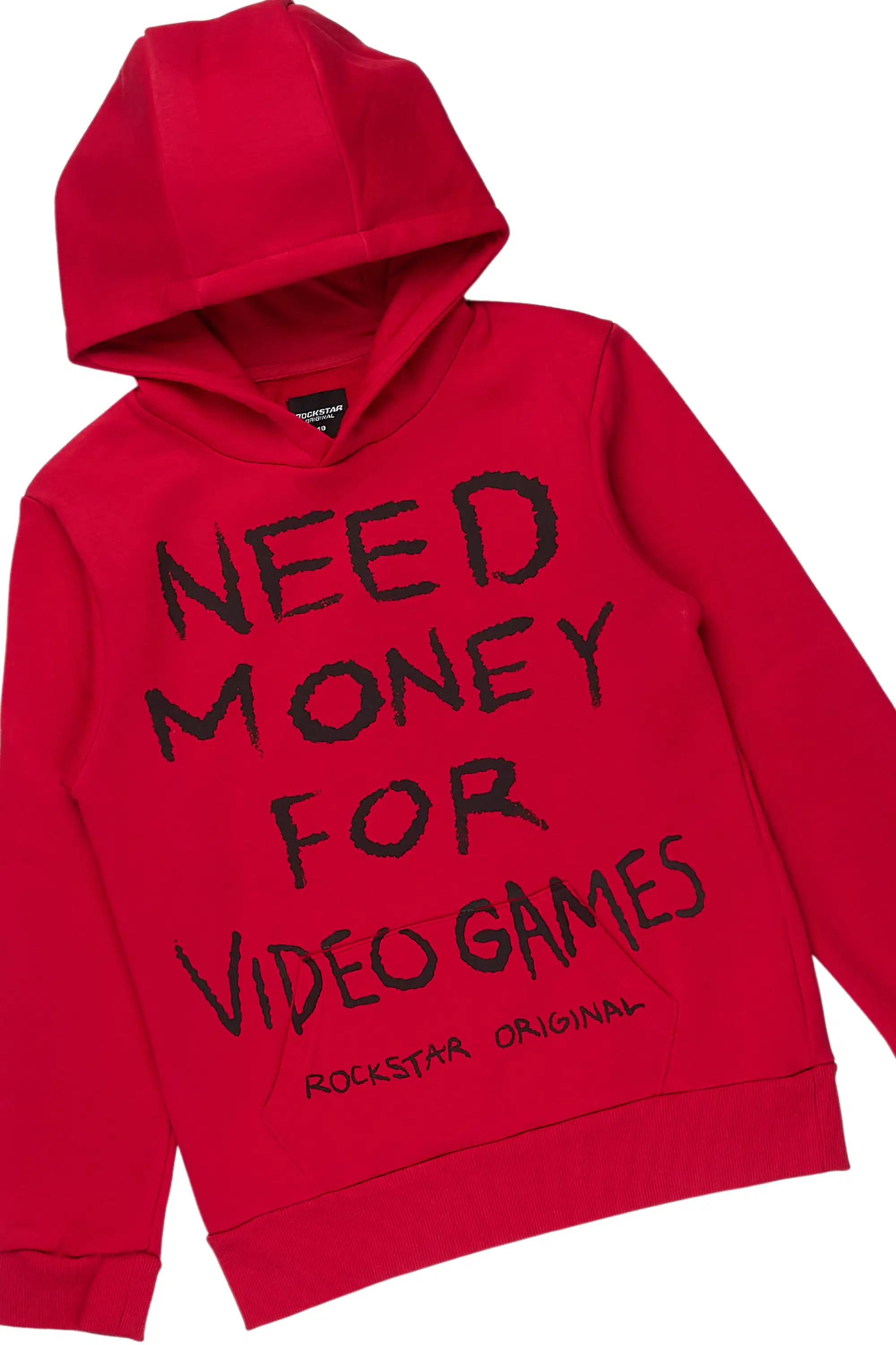Boys M4 Video Games Red Hoodie/Stacked Jean Set