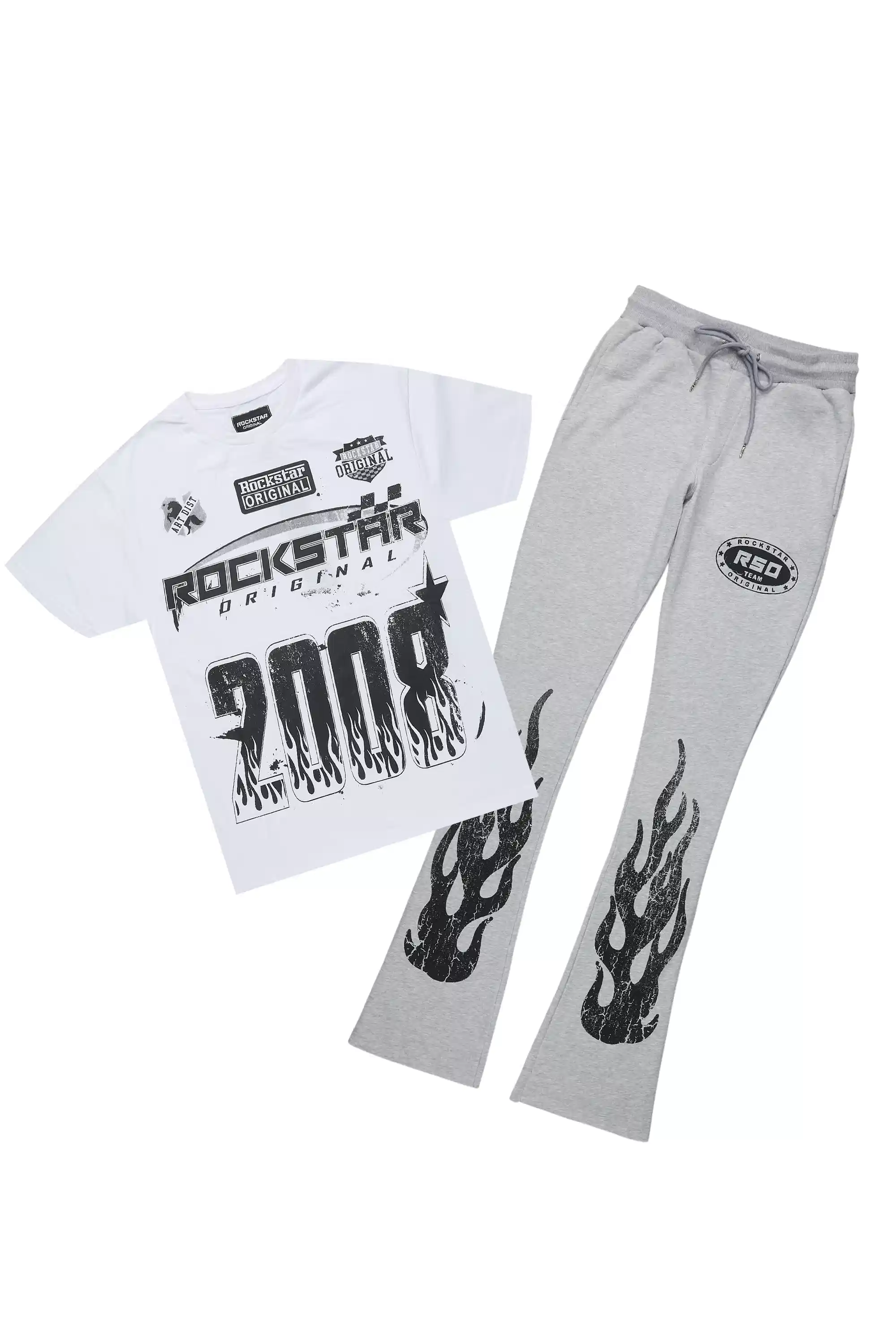 Amos Heather Grey T-Shirt/Stacked Flare Track Set