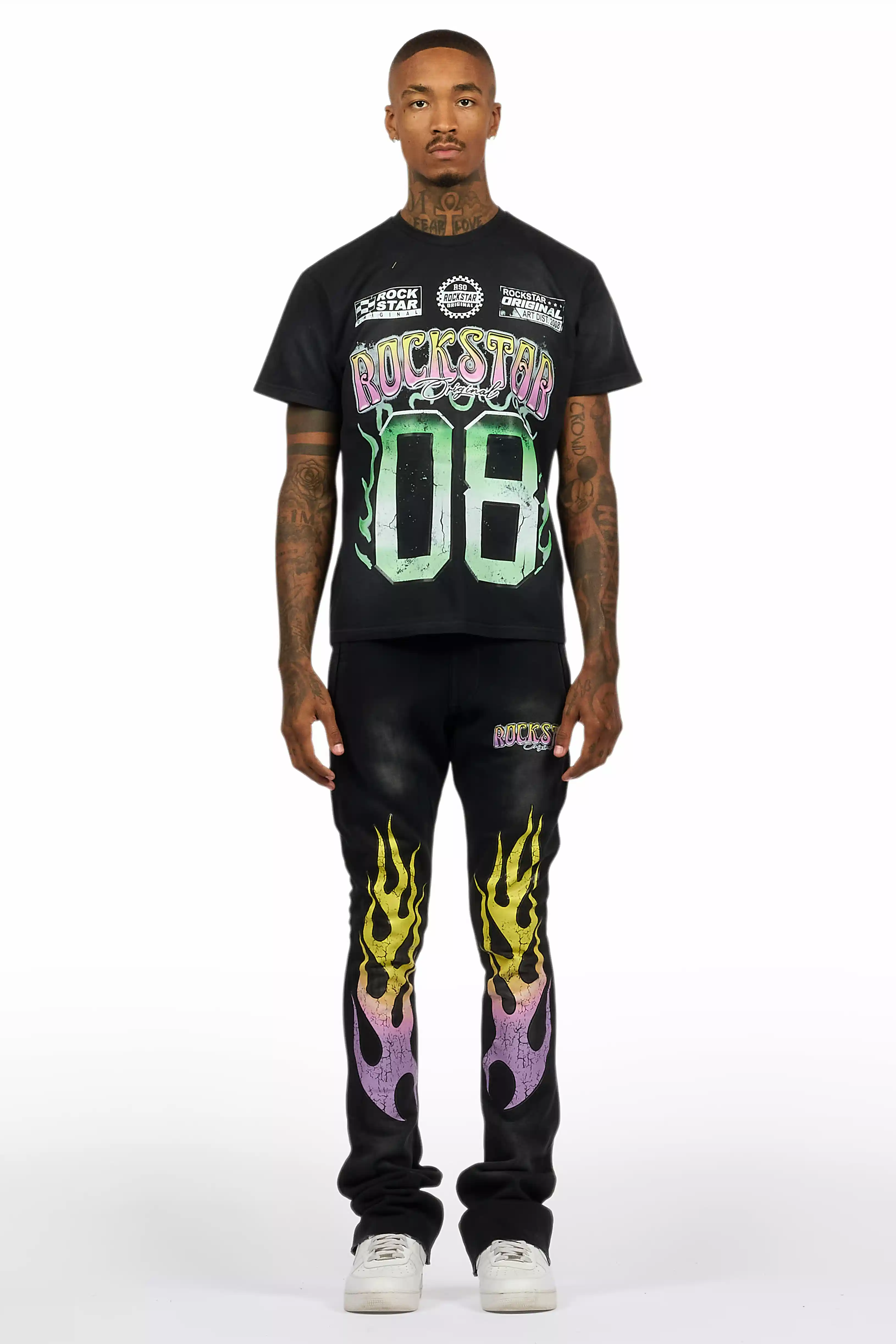 Quito Black T-Shirt/Stacked Flare Track Set