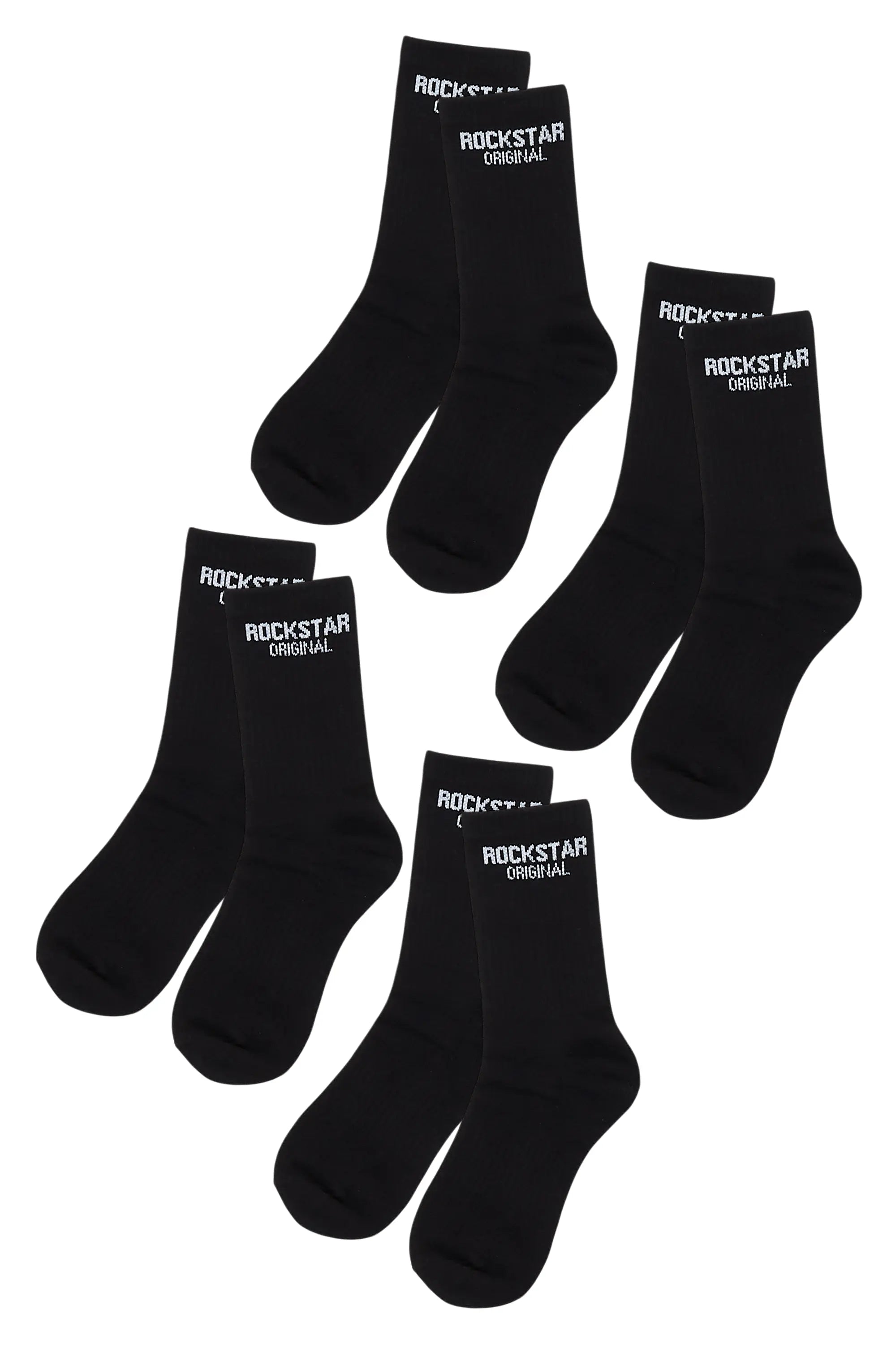 Boys Rockstar Dist Black Basic Socks 4 Pack