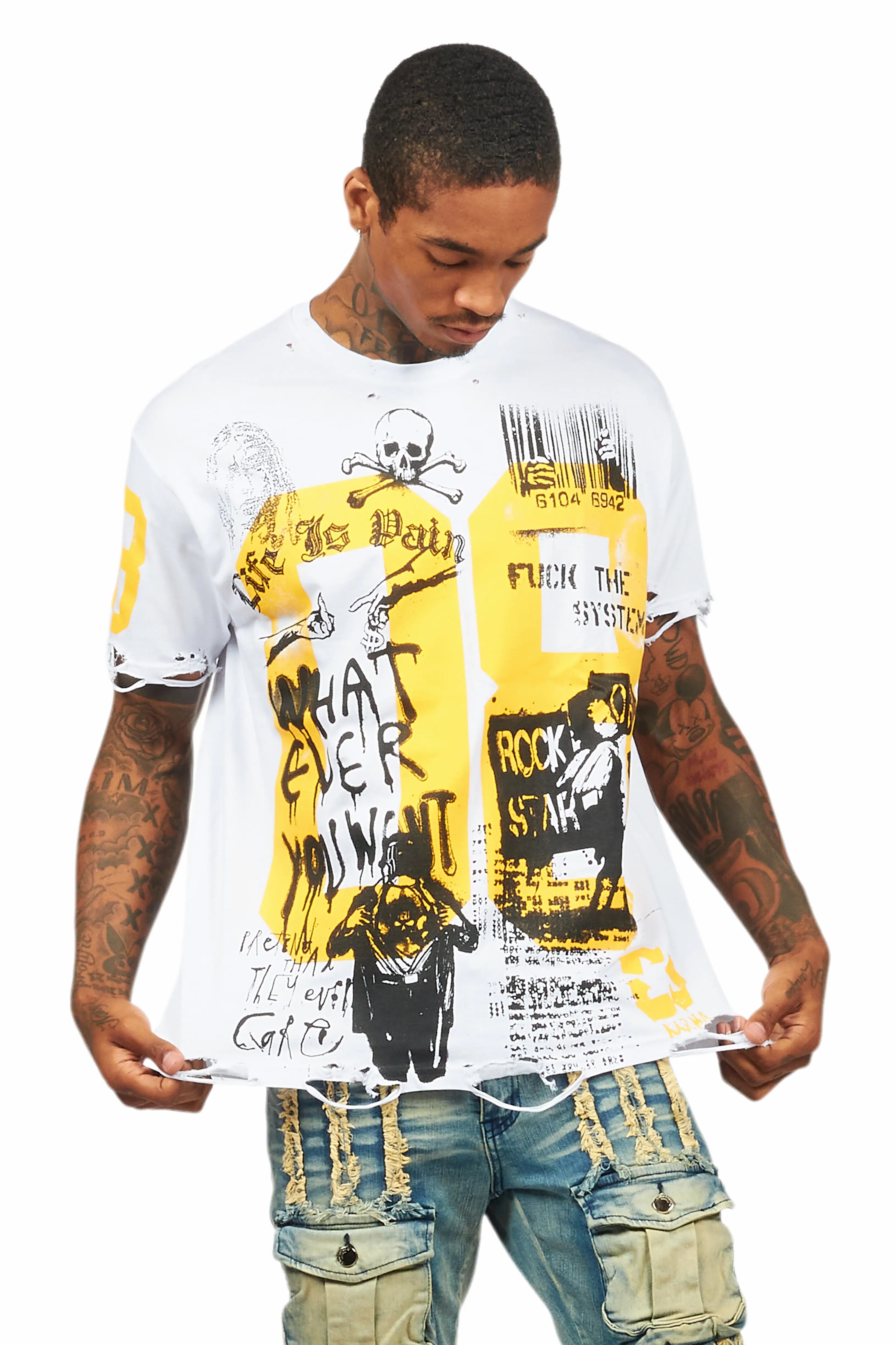 12131-grill-white-yellow-graphic-oversized-t-shirt-3.jpg Grill White/Yellow Graphic Oversized T-Shirt