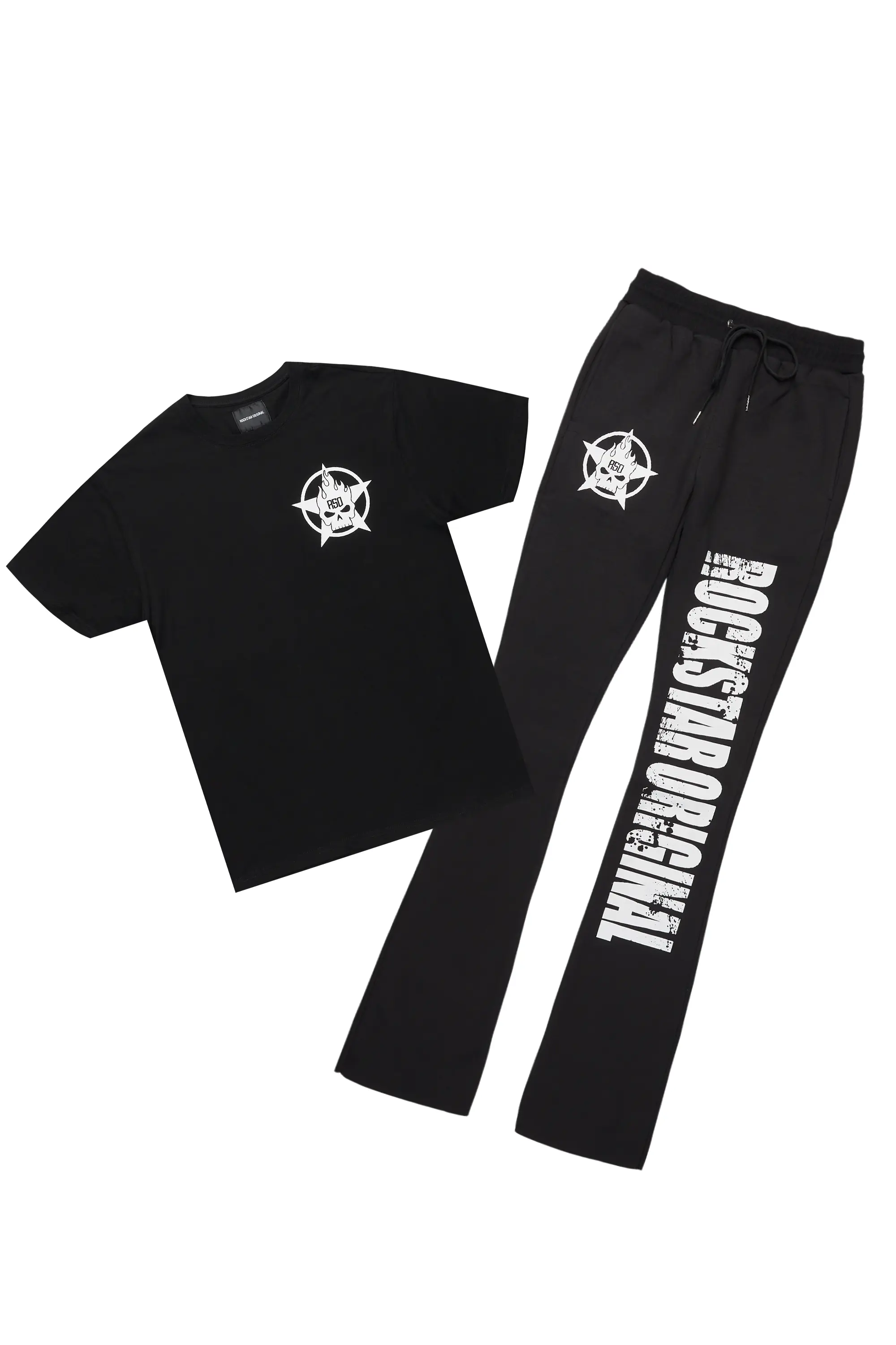 Keve Black T-Shirt Stacked Flare Track Set