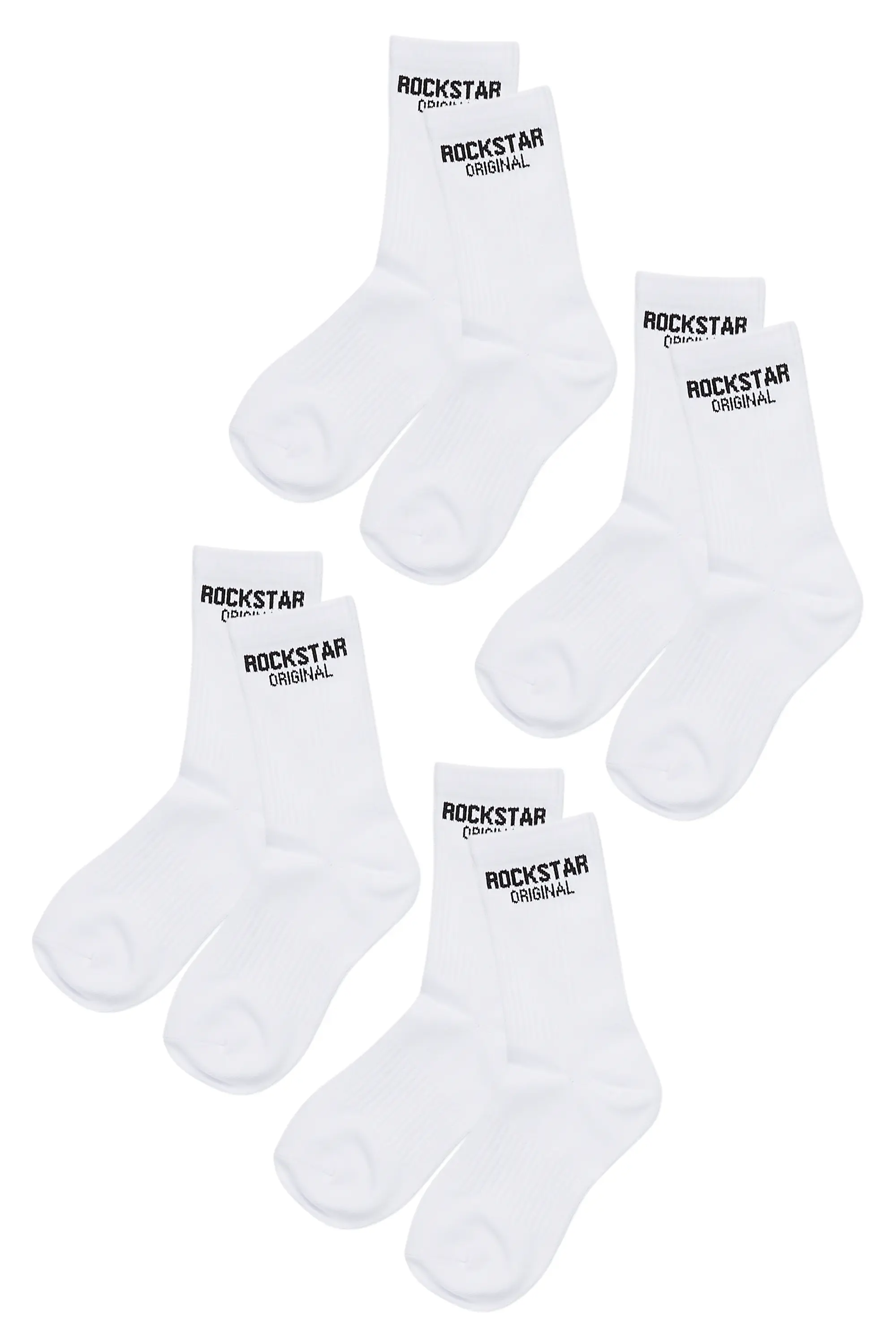 Rockstar Dist White Basic Socks 4 Pack