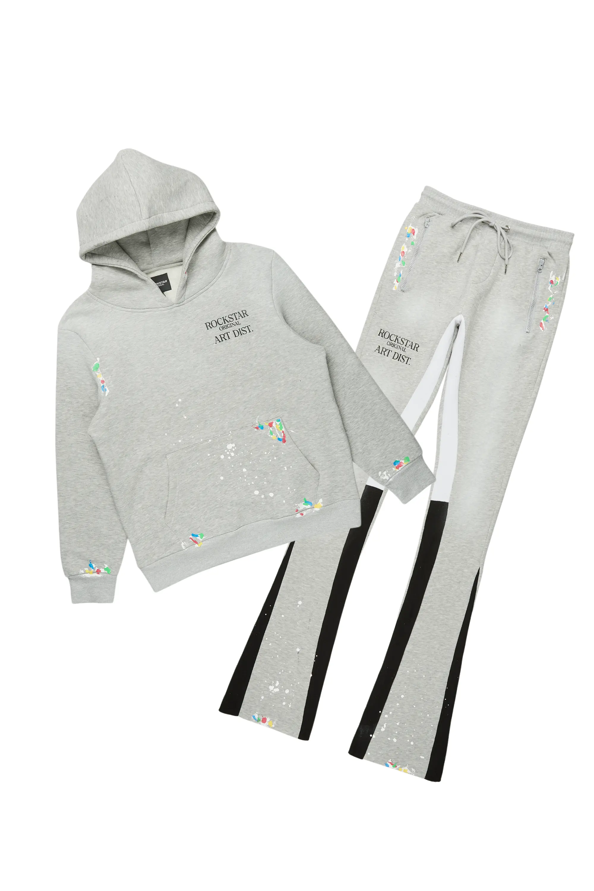 Rockstar Art Dist. Heather Grey Hoodie/Stacked Flare Set