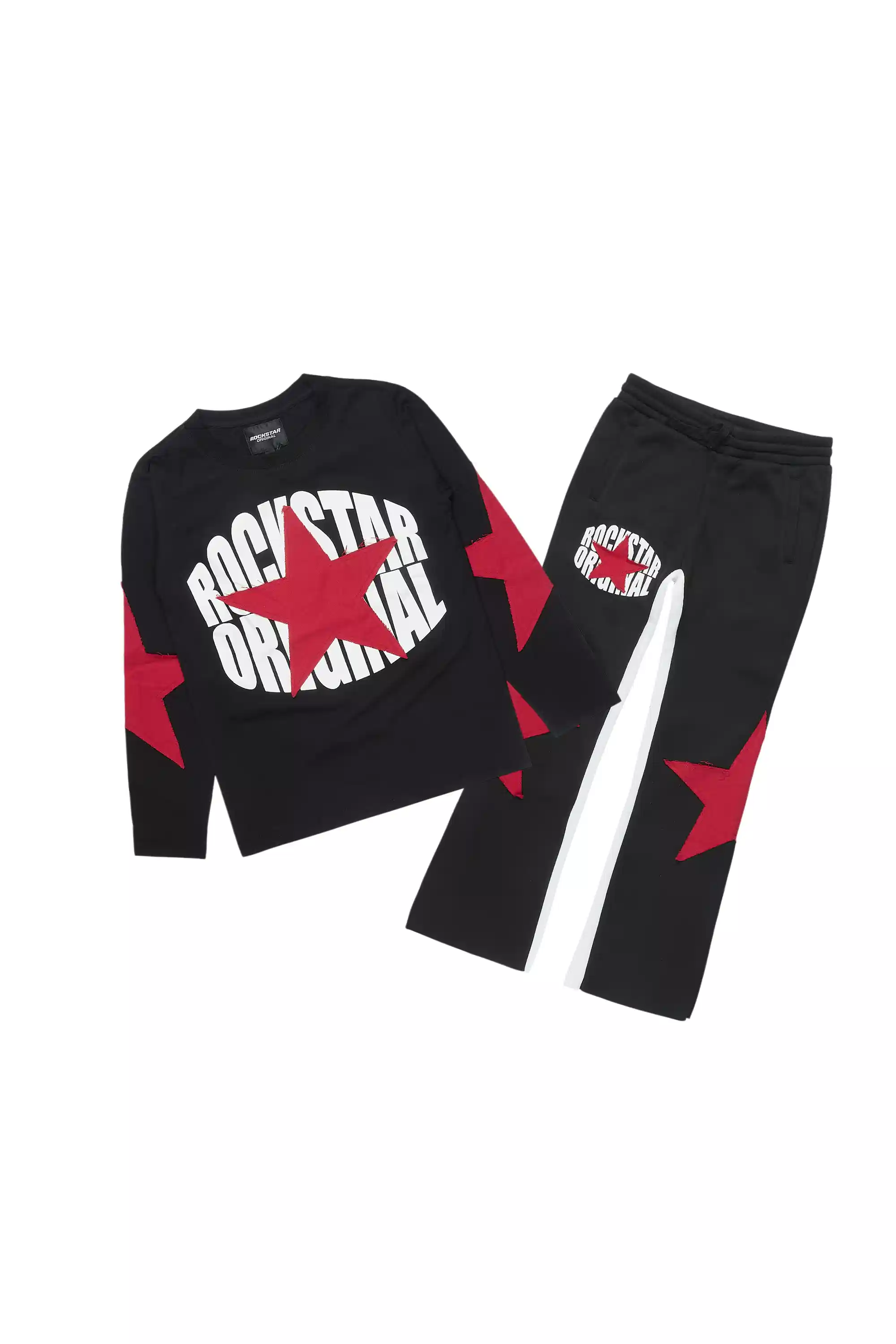 Boys States Black/Red Long Sleeve T-Shirt Track Set