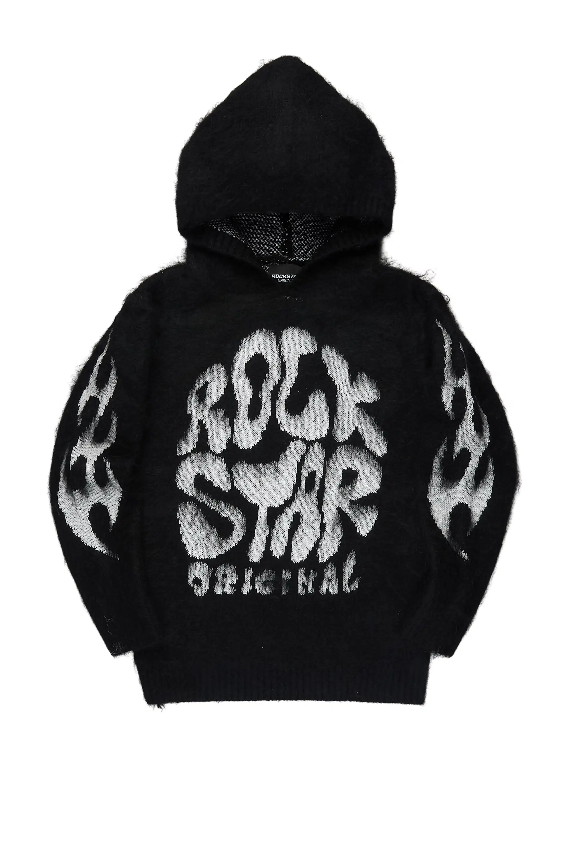 Boys Hakon Black Graphic Knitted Mohair Hoodie