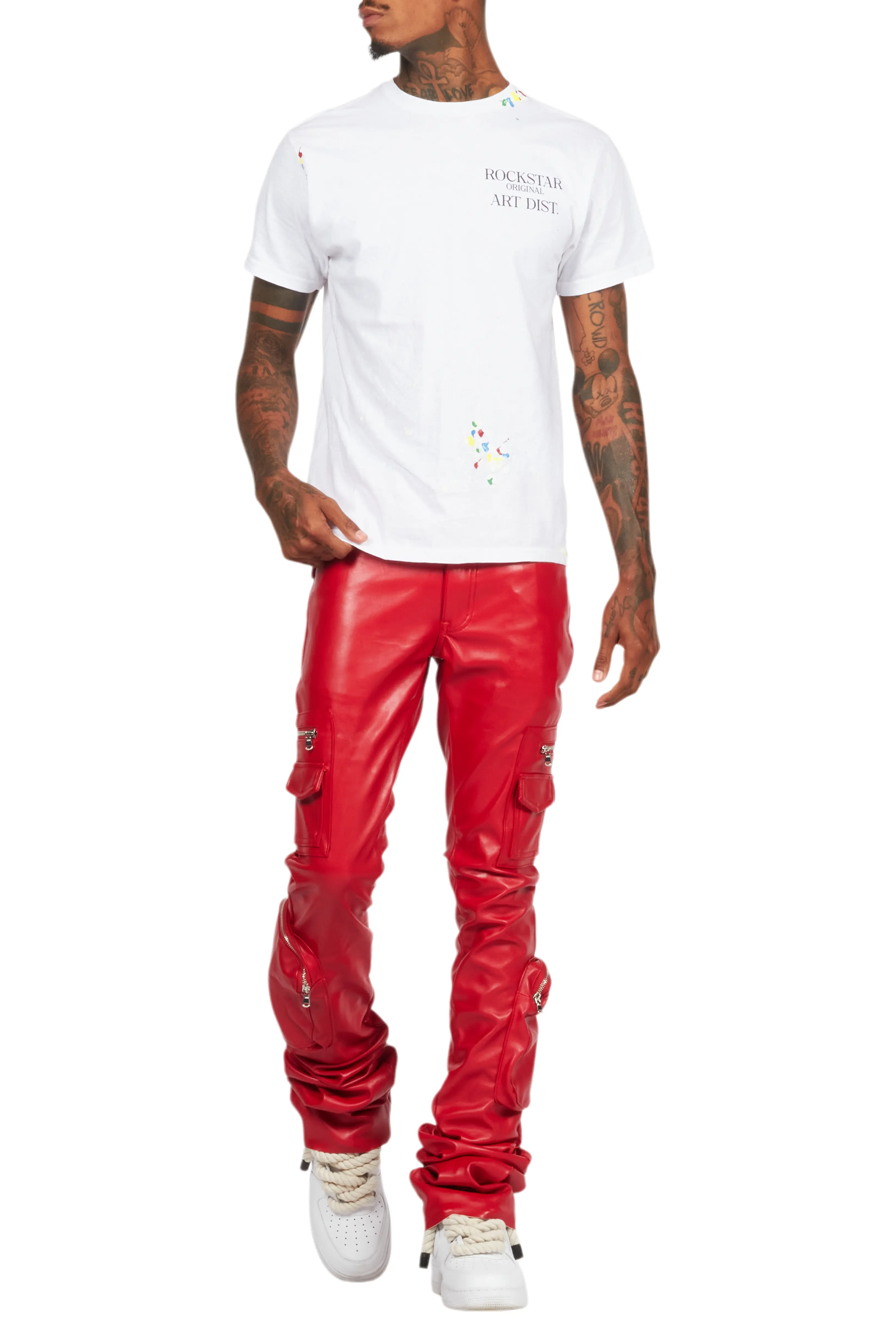 12839-sutton-red-pu-super-stacked-flare-jean-10.webp Sutton Red PU Super Stacked Flare Jean