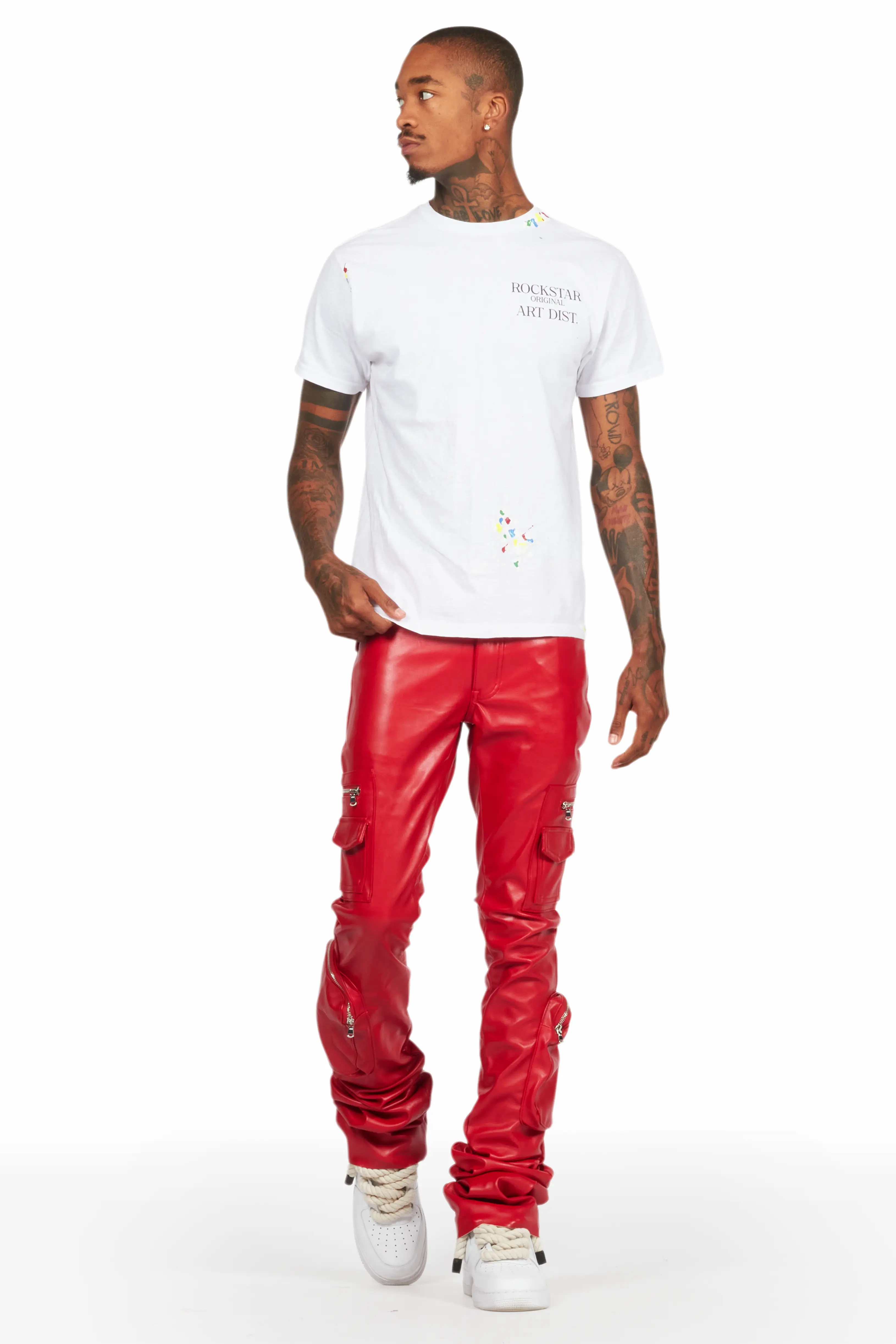 12839-sutton-red-pu-super-stacked-flare-jean-3.webp Sutton Red PU Super Stacked Flare Jean