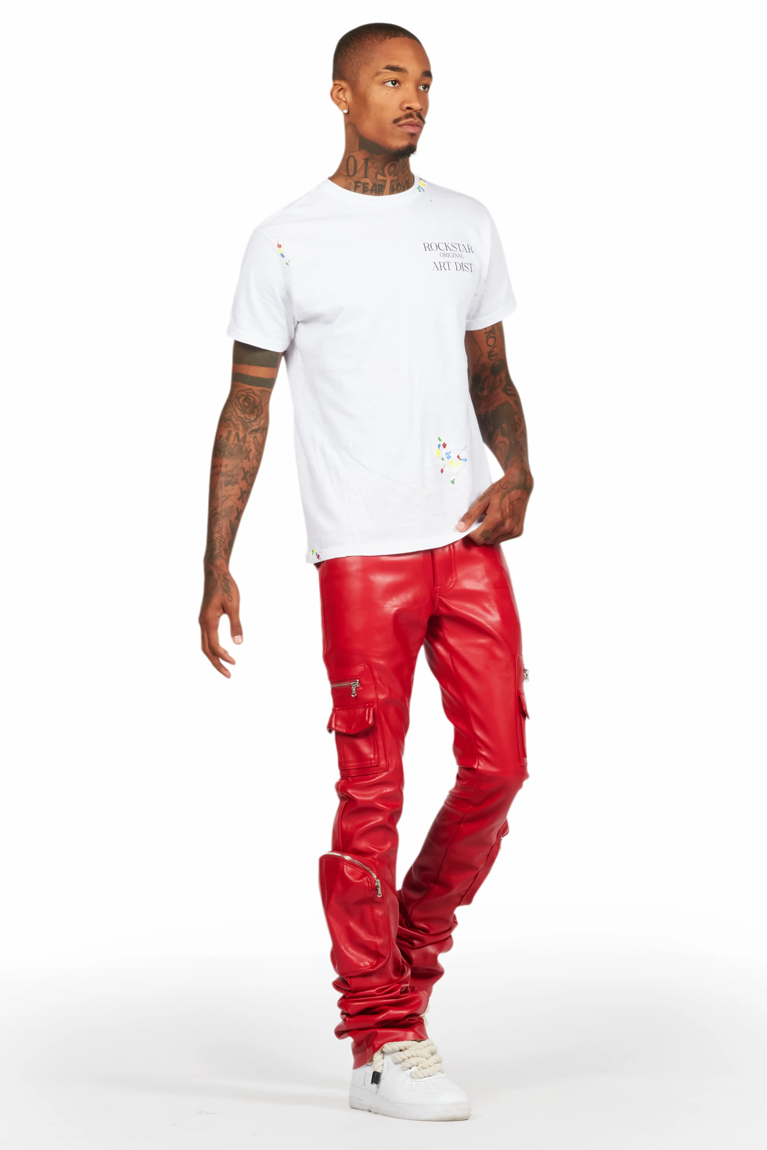 12839-sutton-red-pu-super-stacked-flare-jean-7.webp Sutton Red PU Super Stacked Flare Jean