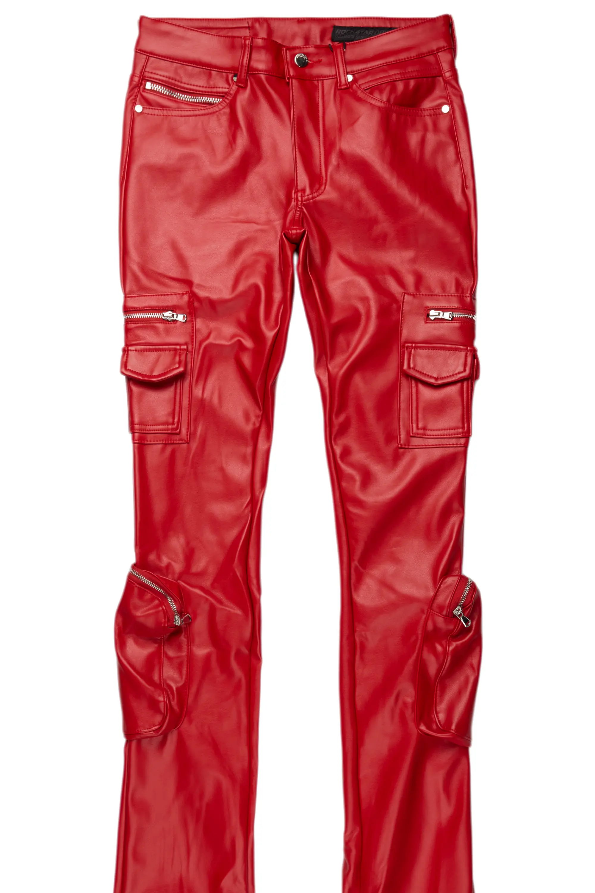 12839-sutton-red-pu-super-stacked-flare-jean-8.webp Sutton Red PU Super Stacked Flare Jean