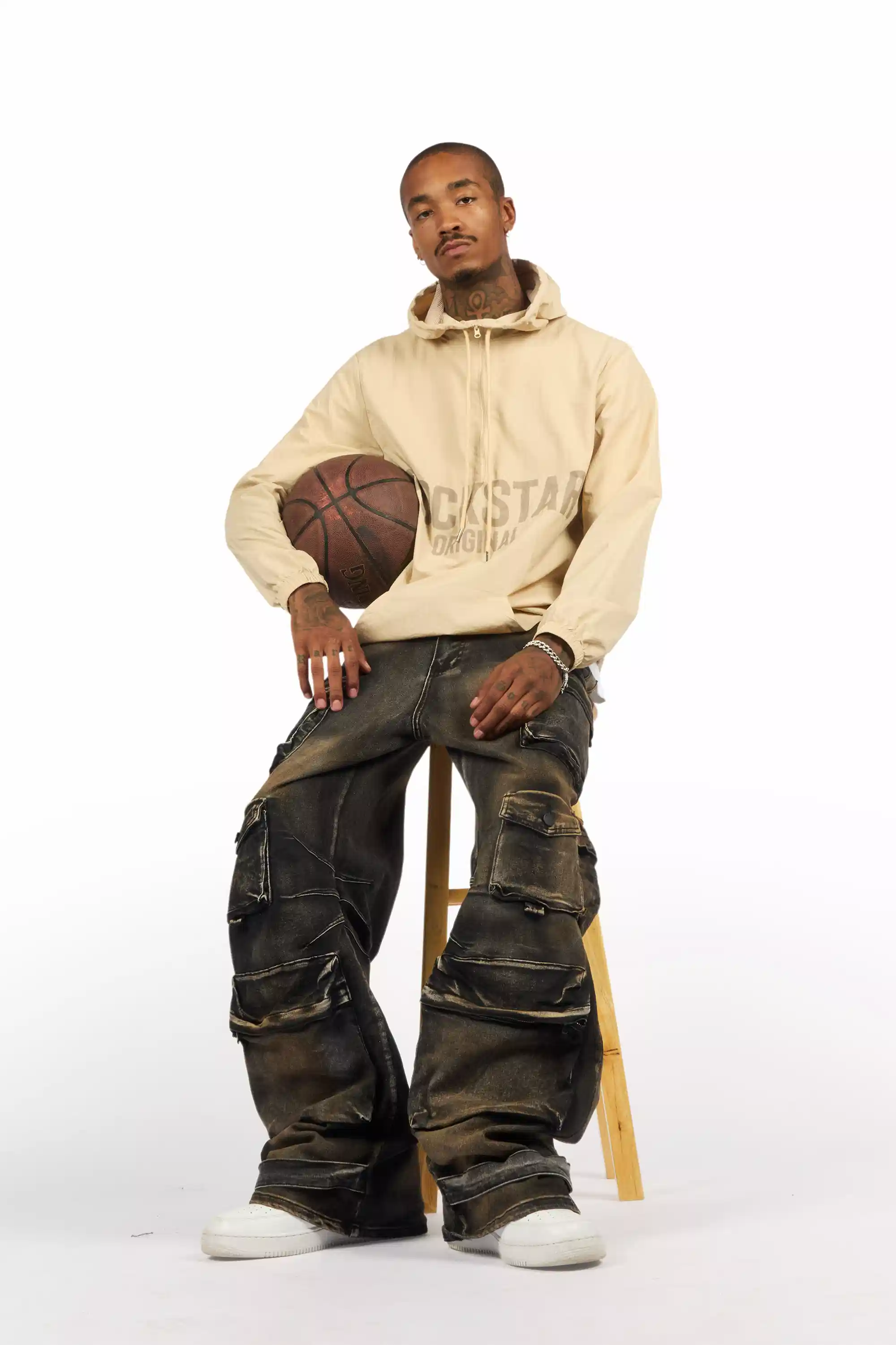 Mahesh Tint Grey Baggy Cargo Jean