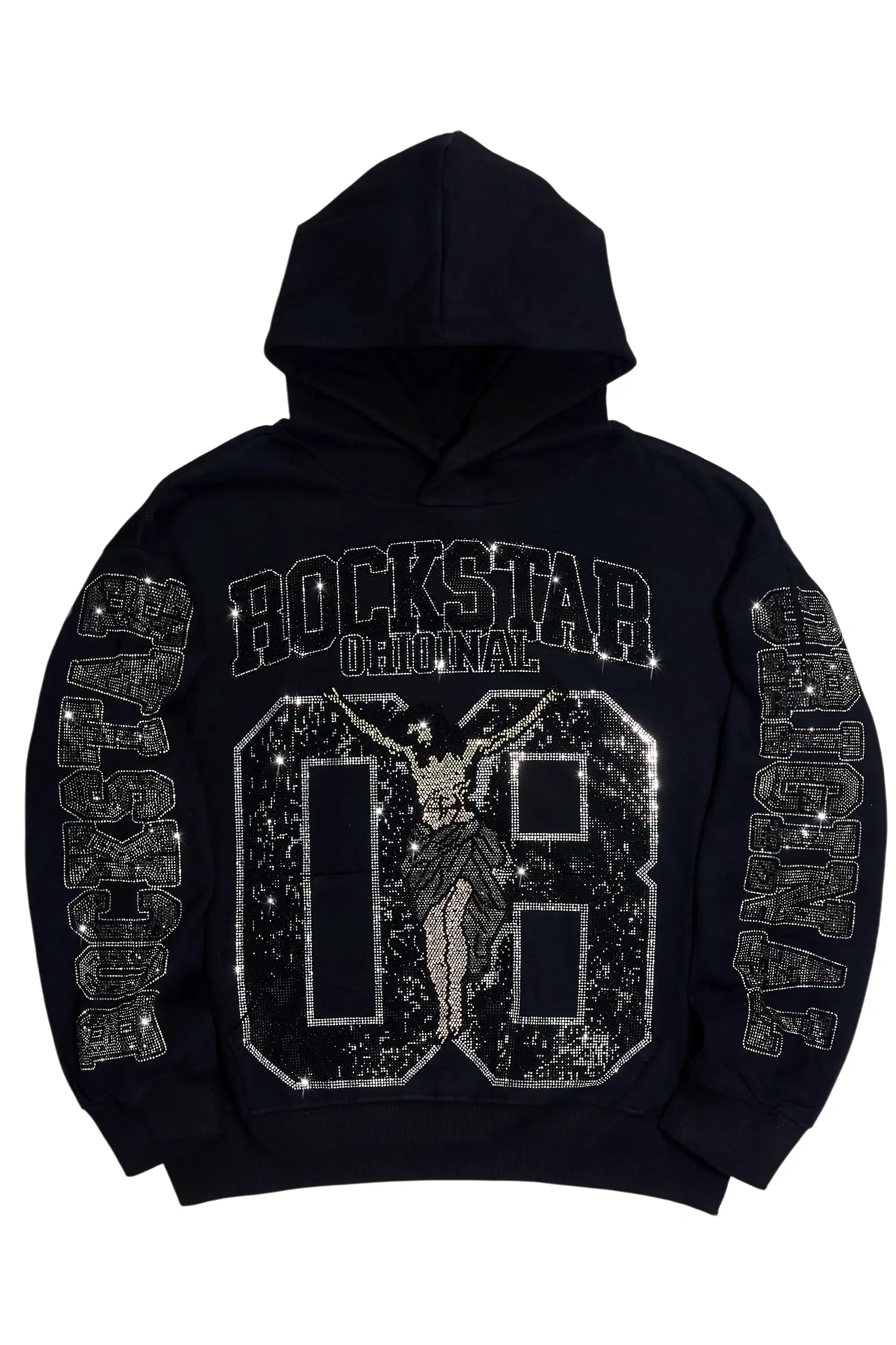 Fields Black Rhinestone Oversized Hoodie