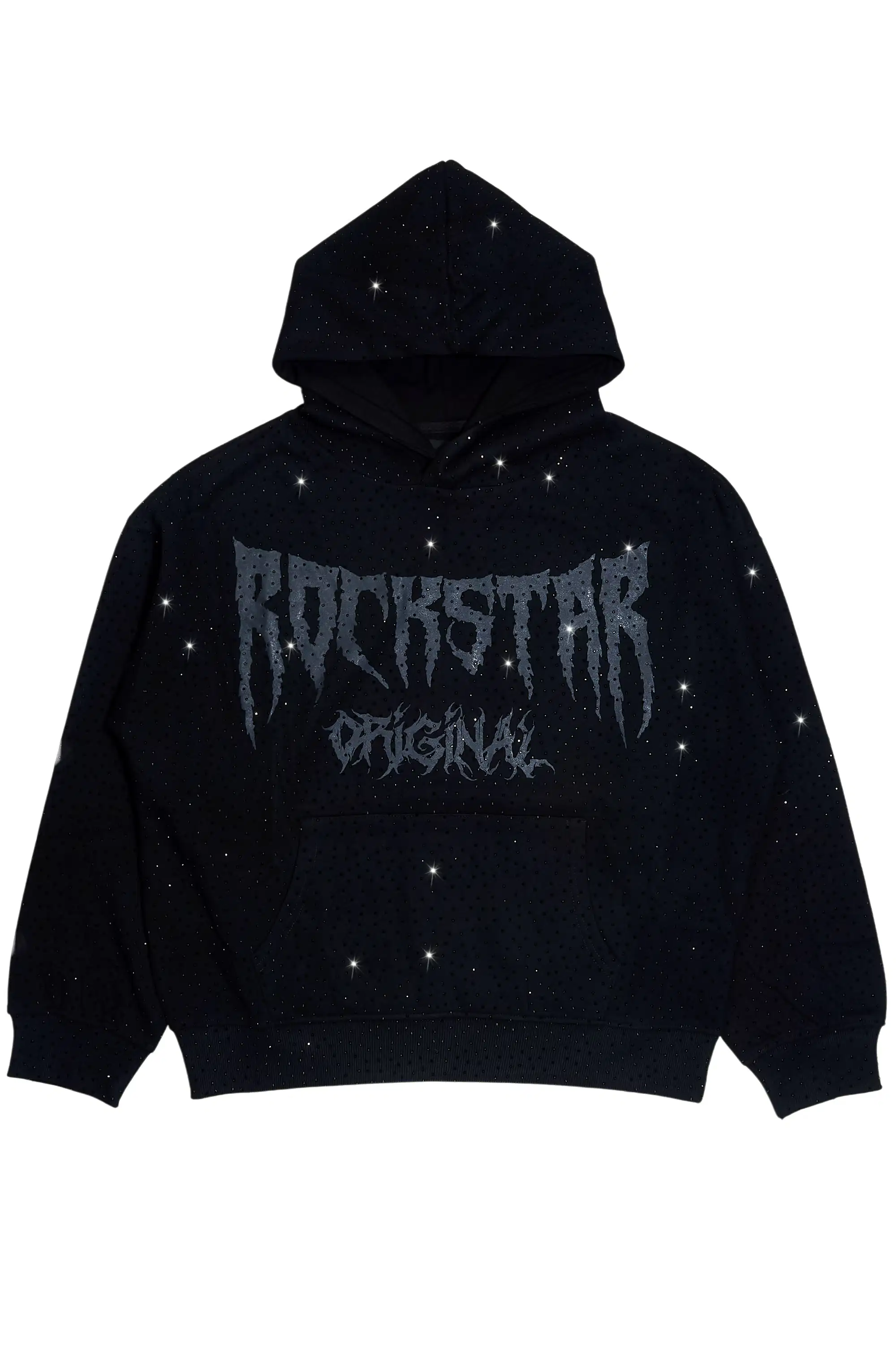 Andros Black Rhinestone Oversized Hoodie