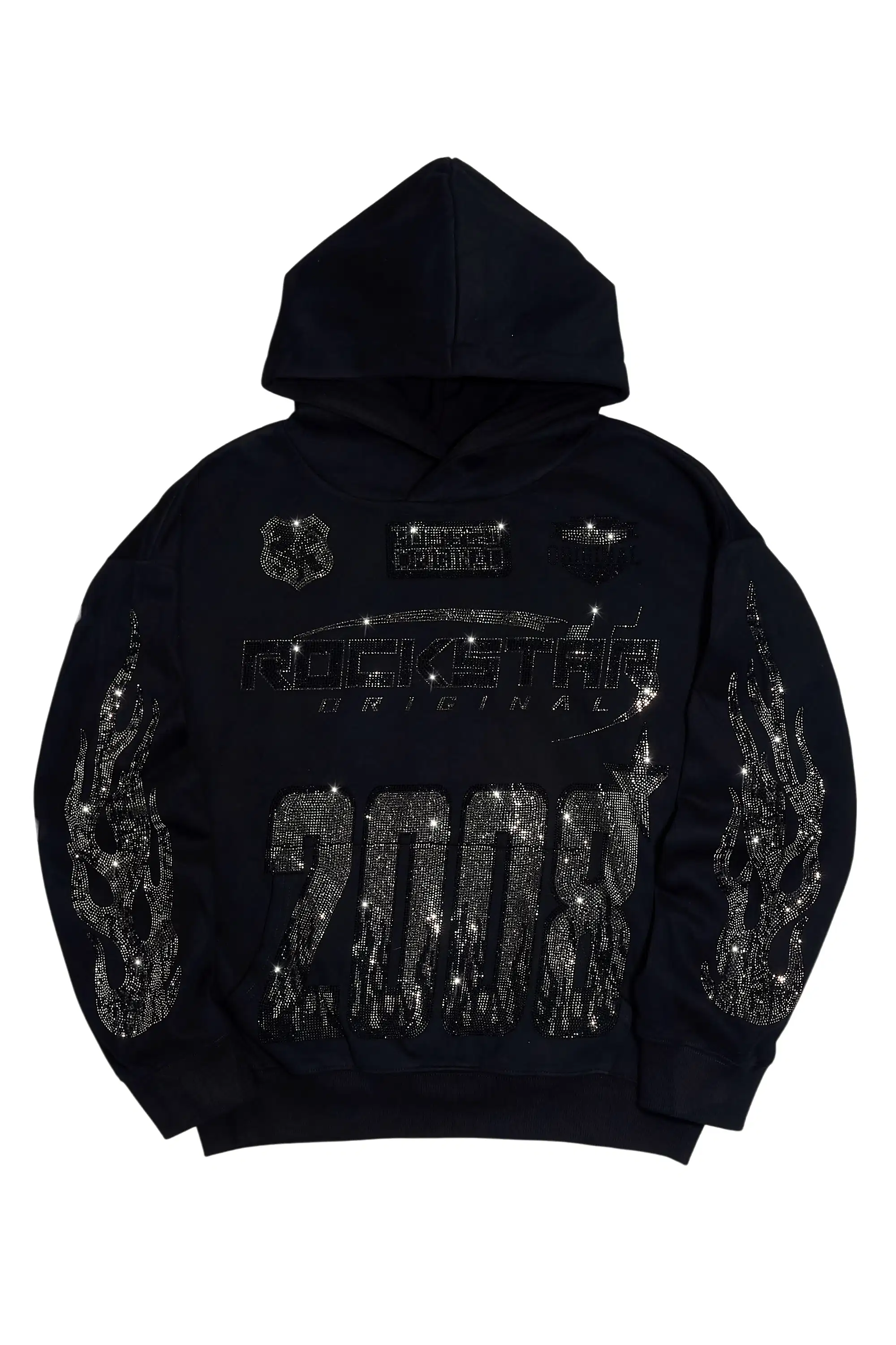 Amos Black Rhinestone Oversized Hoodie