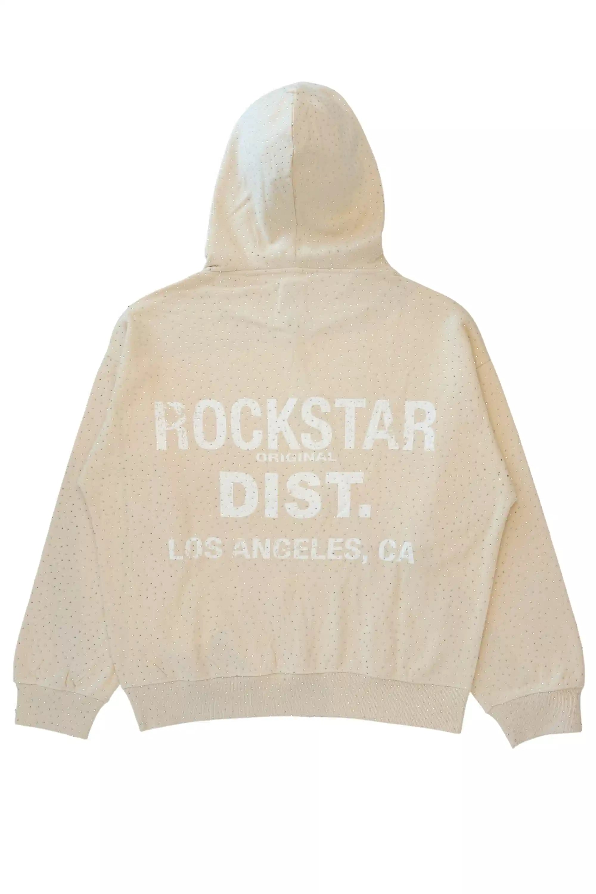 Lake Beige Rhinestone Oversized Hoodie