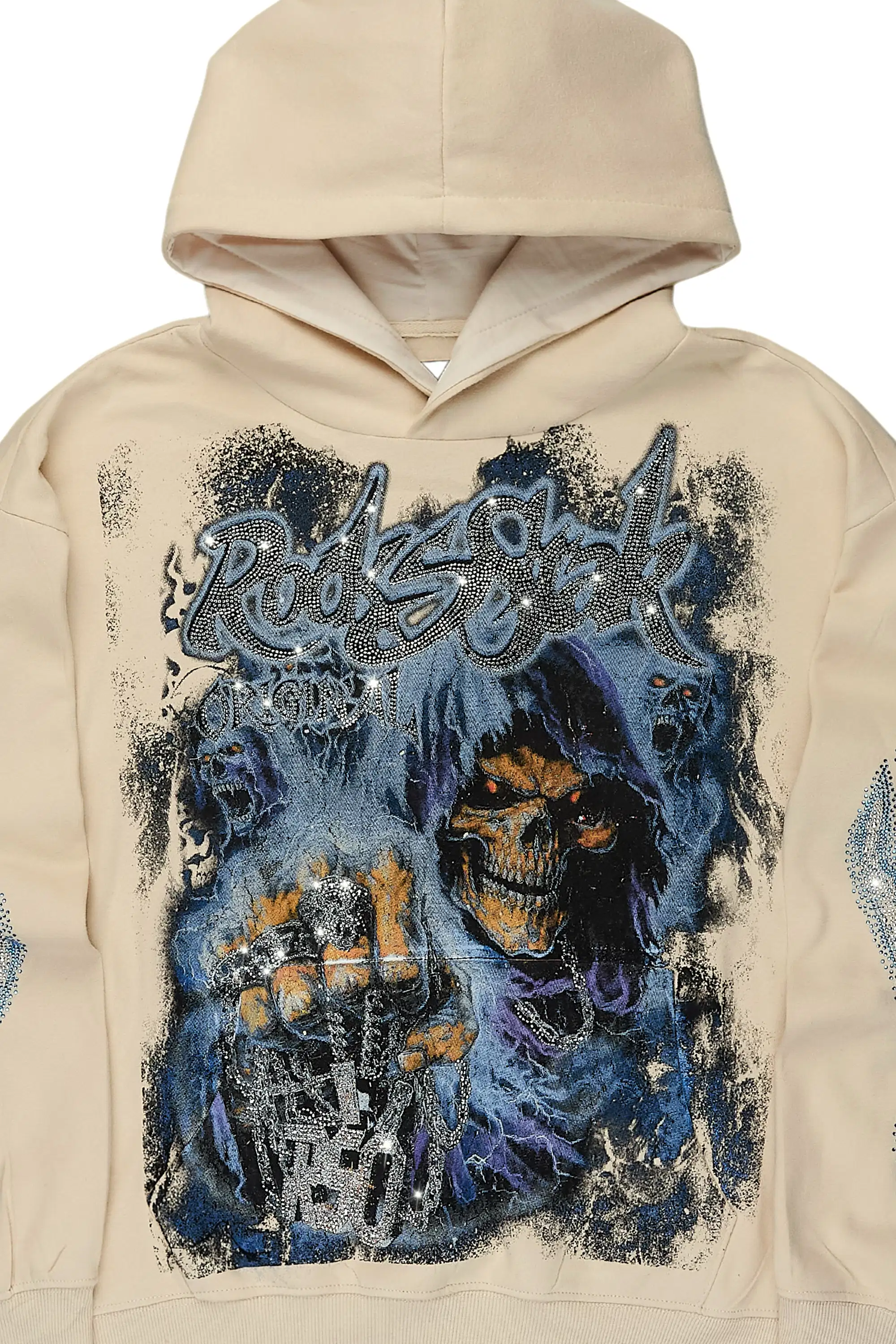 Kovari Beige Rhinestone Oversized Hoodie