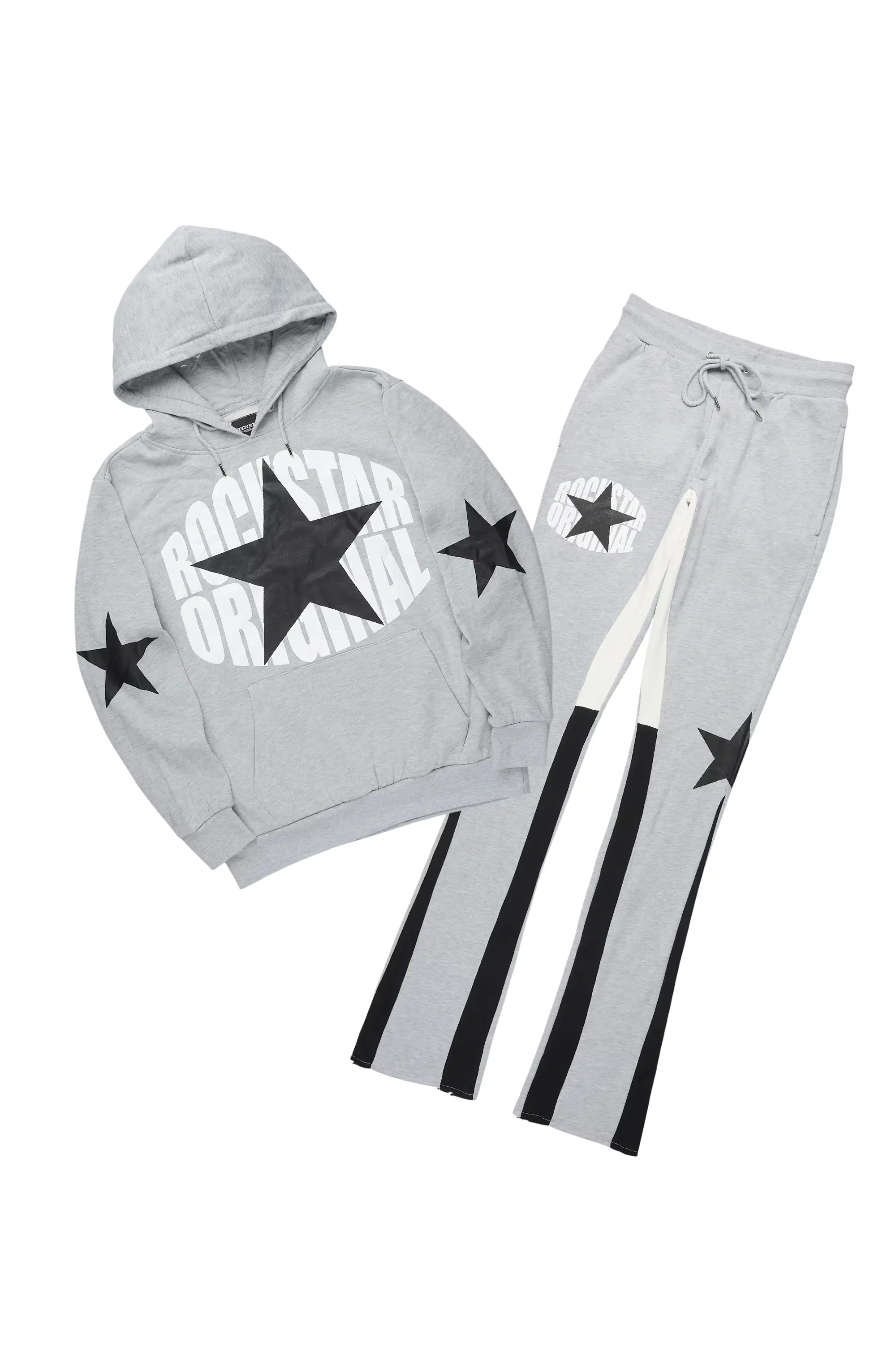 States Heather Grey/Black Hoodie Stacked Flare Track Set